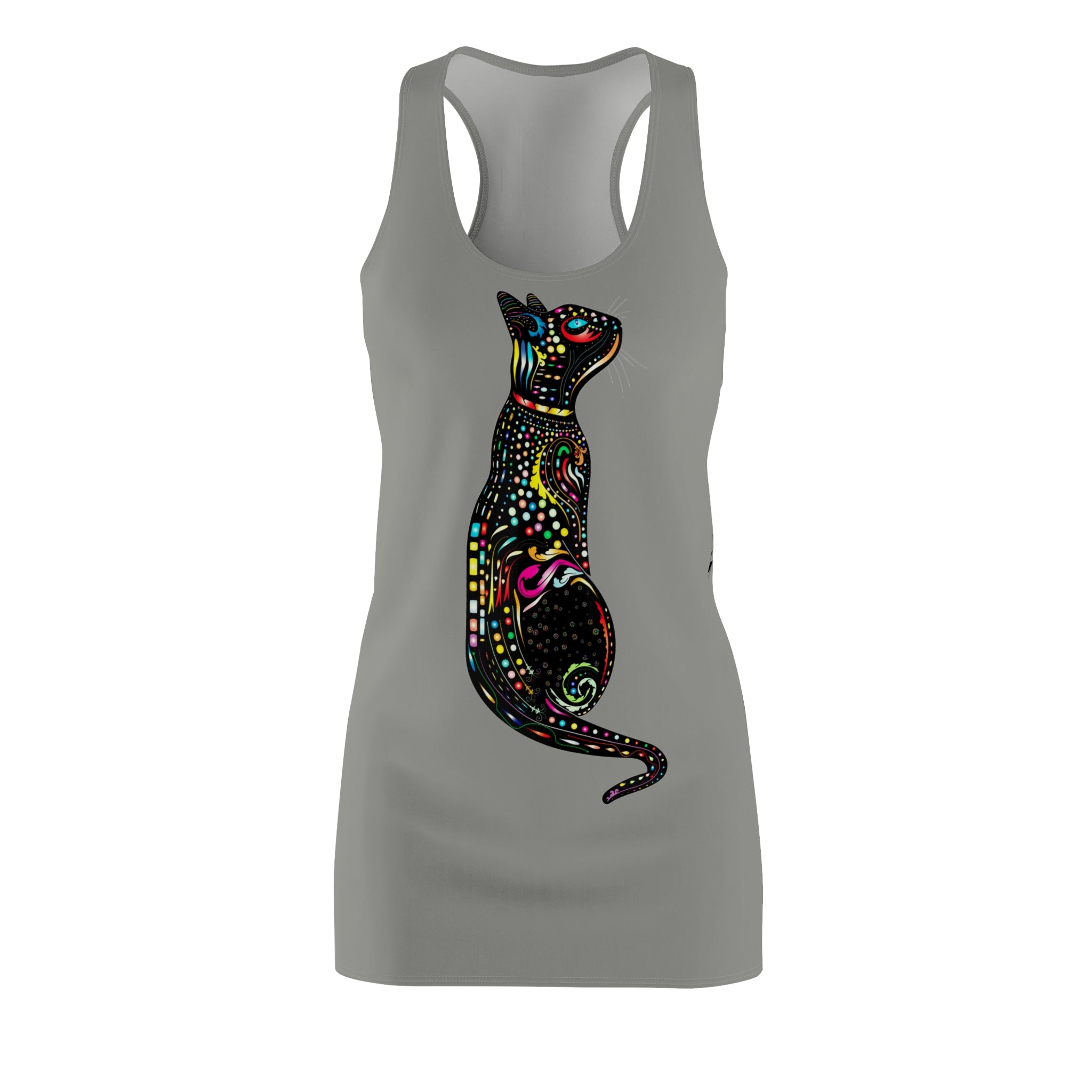 Colorful Mosaic Cat Racerback Dress - Boho Artful Women's Sundress