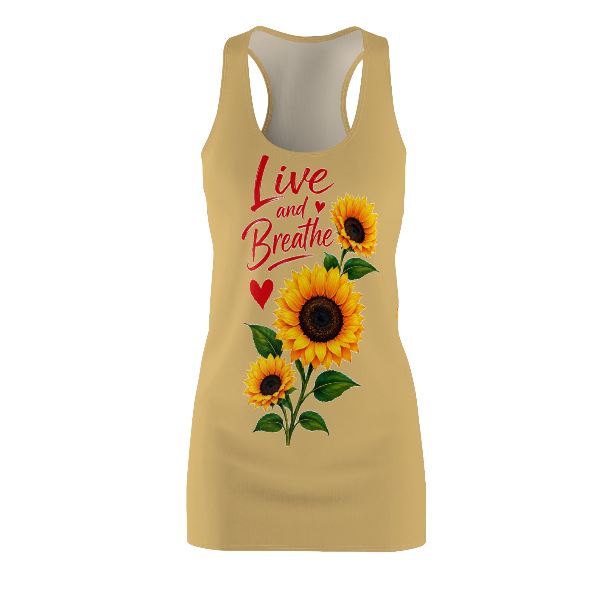 Live and Breathe Sunflower Racerback Dress — Women's Floral Summer Dress