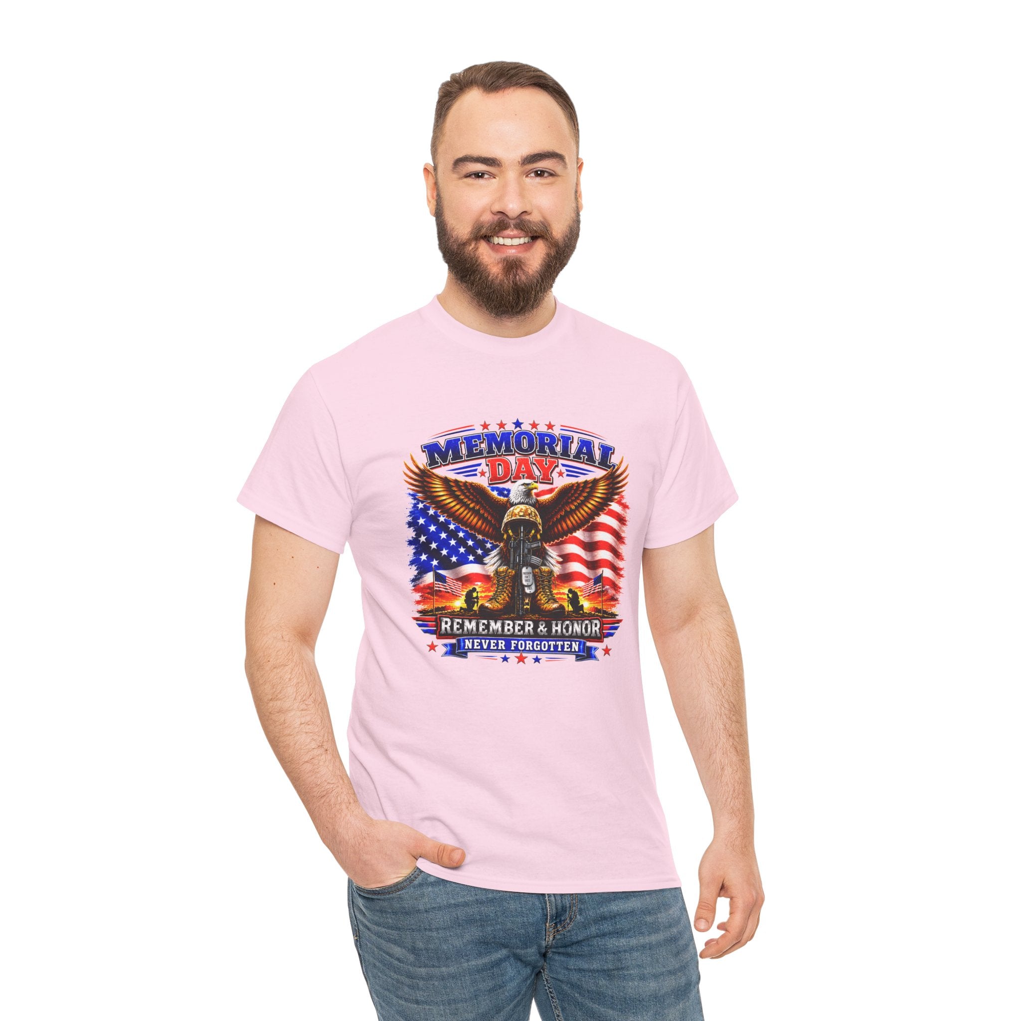Memorial Day Shirt, Patriotic Eagle T-Shirt, Remember & Honor Tee, American Flag Graphic Shirt, Military Tribute Gift