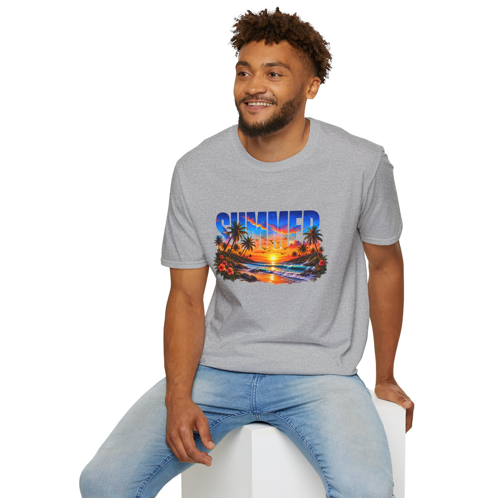Summer Beach T Shirt Sunset Palm Graphic Tee