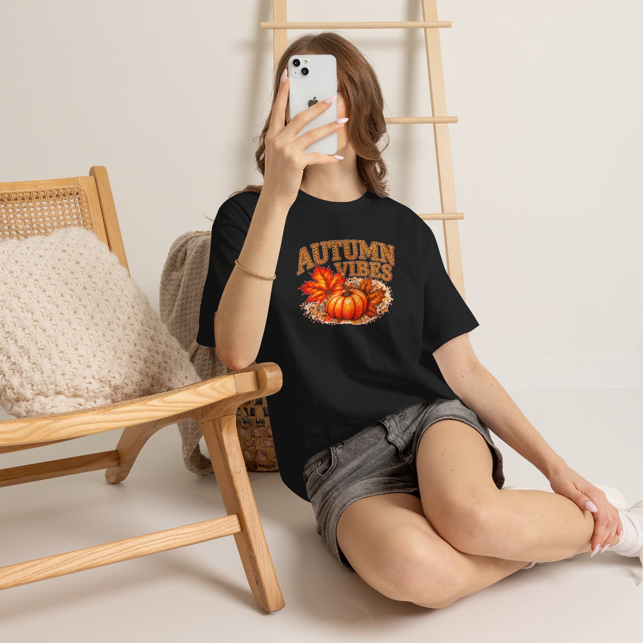 Autumn Vibes Pumpkin T-Shirt, Fall Leaves Graphic Tee, Cozy Fall Shirt, Thanksgiving Season Top
