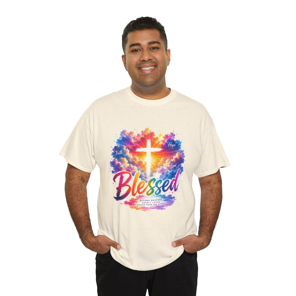 Blessed Christian T-Shirt, Colorful Cross Shirt, Faith Graphic Tee, Jesus Lover Gift, Religious Unisex Shirt
