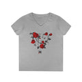 Rose Heart V-Neck Tee — Floral Red Roses Women's T-Shirt