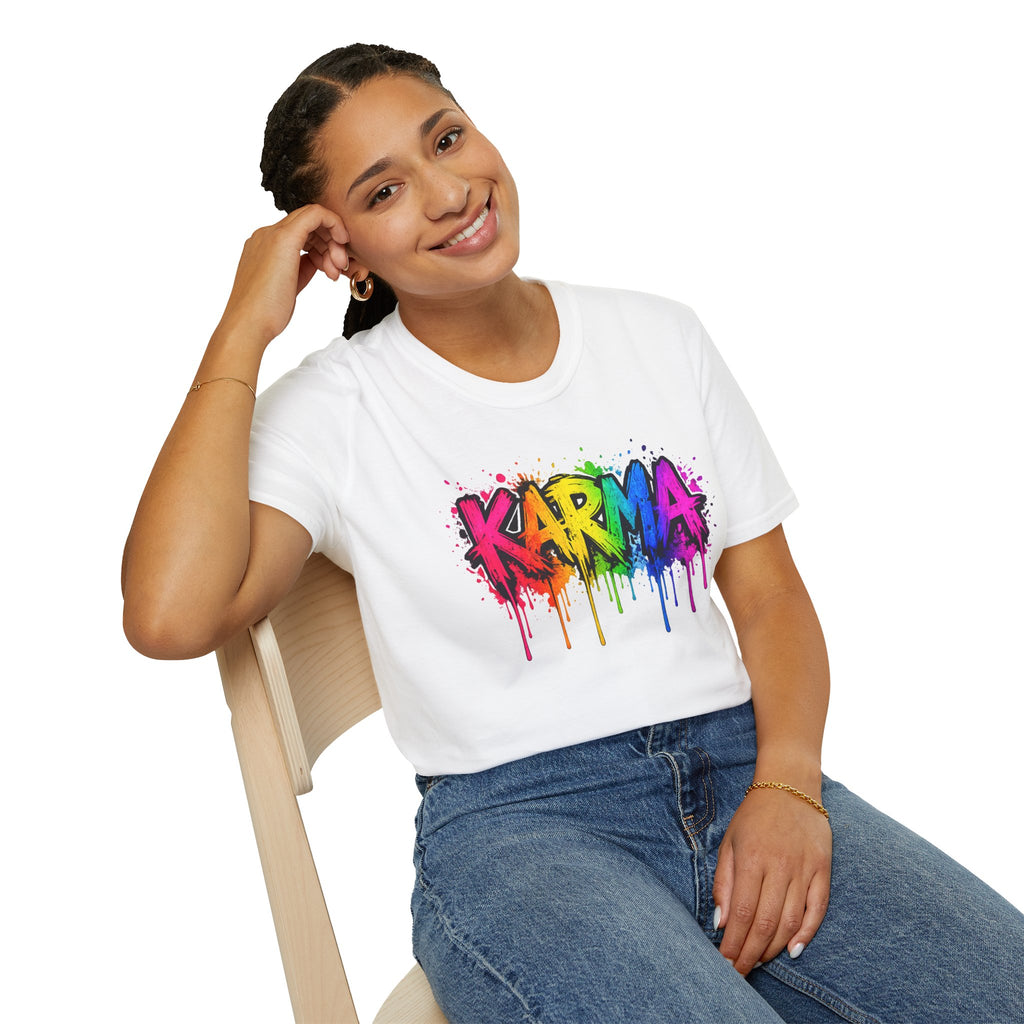 Karma Rainbow Drip Shirt, Funny Graphic Tee, Colorful Streetwear T-Shirt, Unisex Casual Tee, Gift Idea