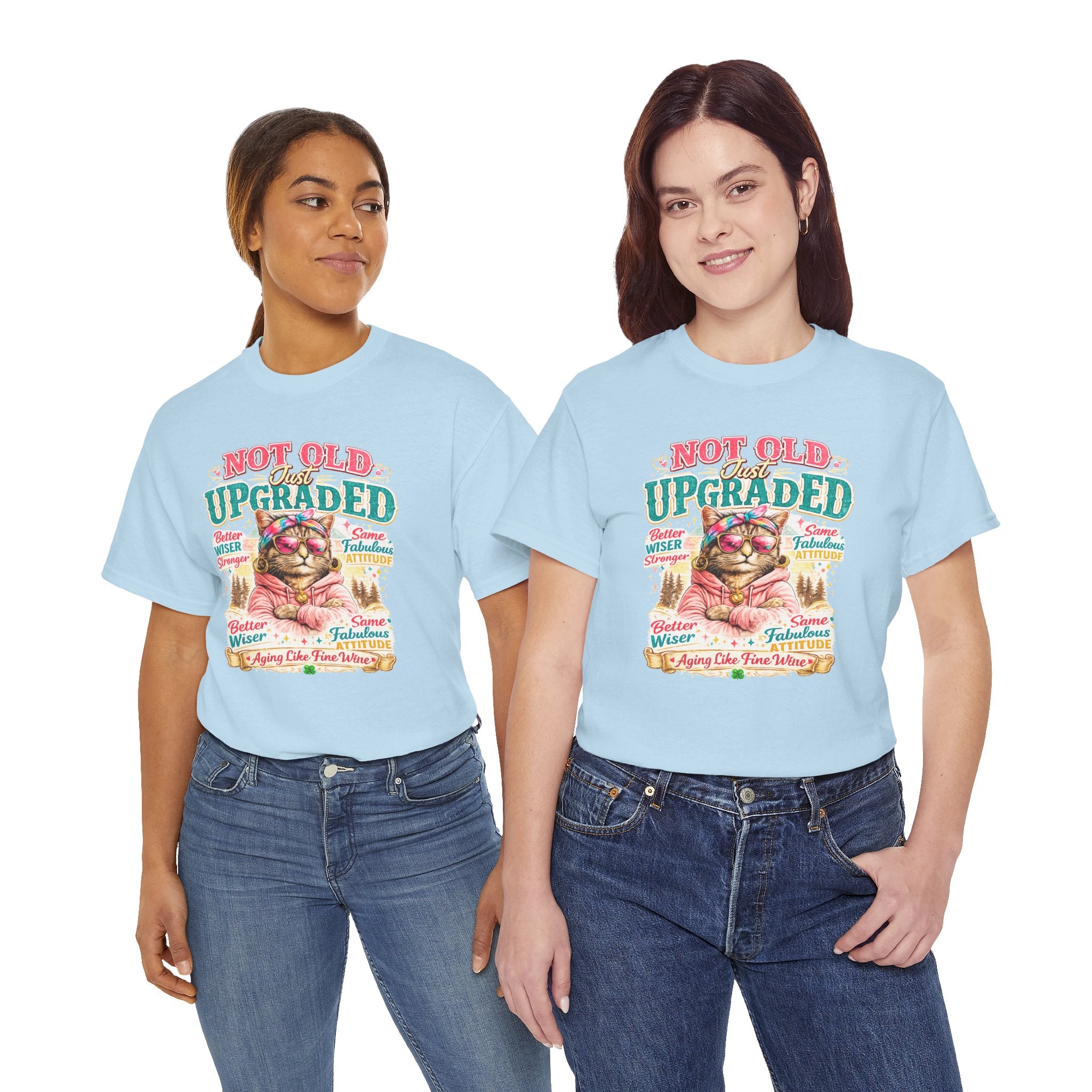 Not Old Just Upgraded Cat T-Shirt | Funny Cat Lover Tee | Vintage Birthday Shirt | Cute Kitty Graphic Tee | Gift for Cat Mom | Cat Lover Gift