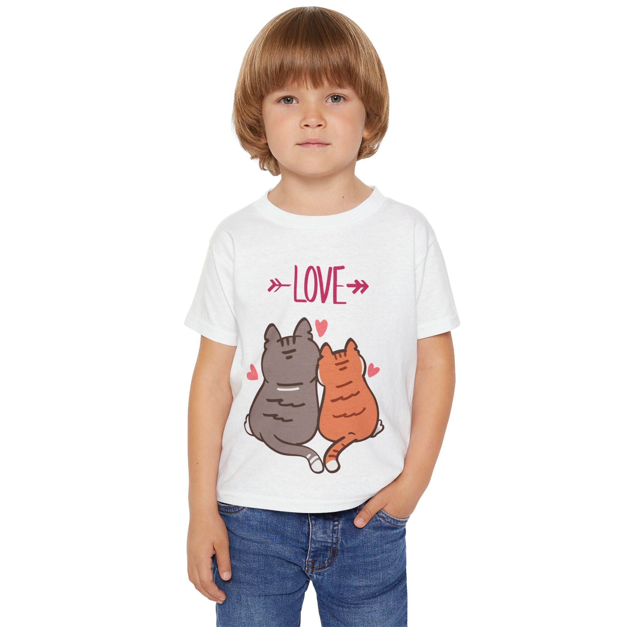 Cute Toddler Cat Shirt, Kids Valentine Shirt, Love Cats T-Shirt for Boys Girls, Matching Siblings Outfit, Kids Cute Animal Tee, Gift for Kids