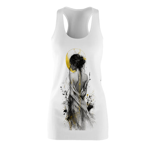 Boho Minimalist Woman Dress | Artistic Print Summer Tank Dress