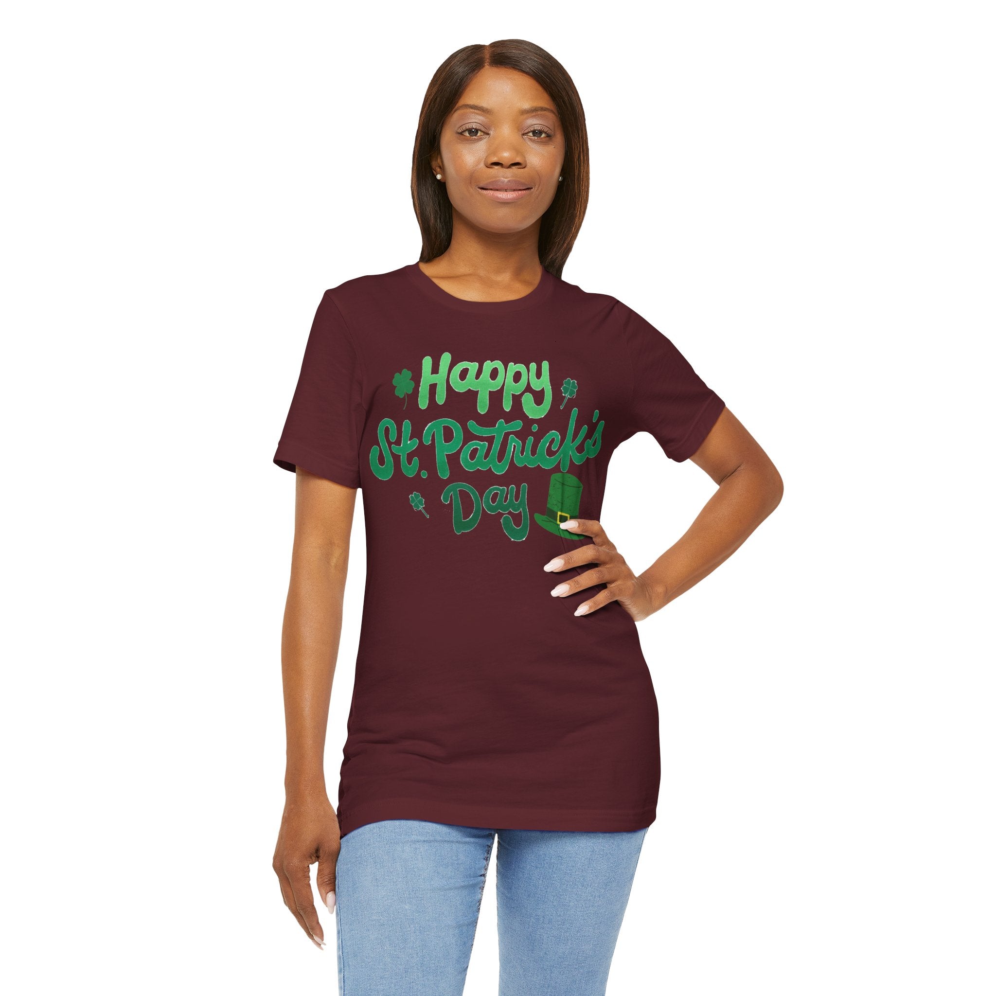 Happy St. Patrick's Day T-Shirt – Green Shamrock & Leprechaun Hat Tee