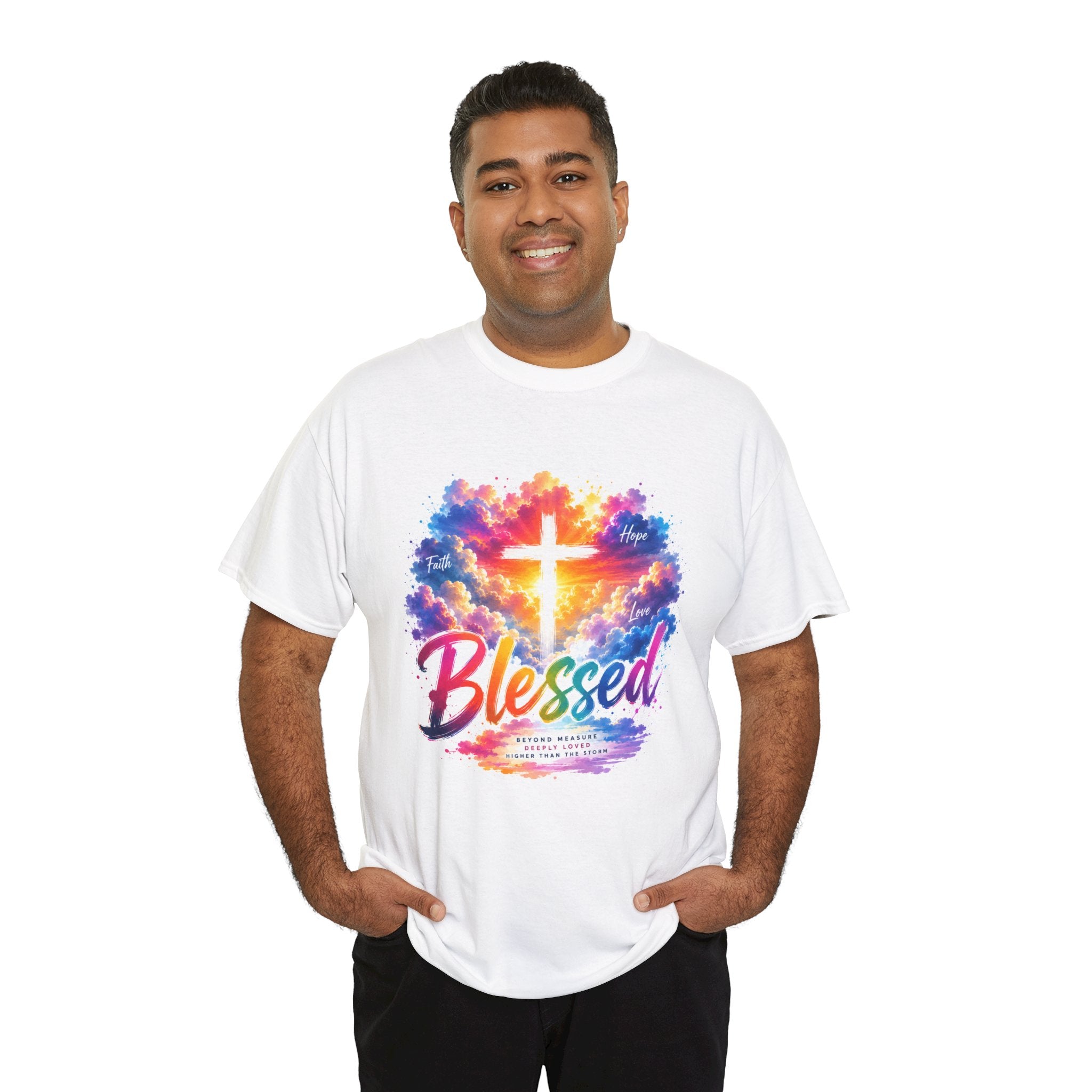 Blessed Christian T-Shirt, Colorful Cross Shirt, Faith Graphic Tee, Jesus Lover Gift, Religious Unisex Shirt