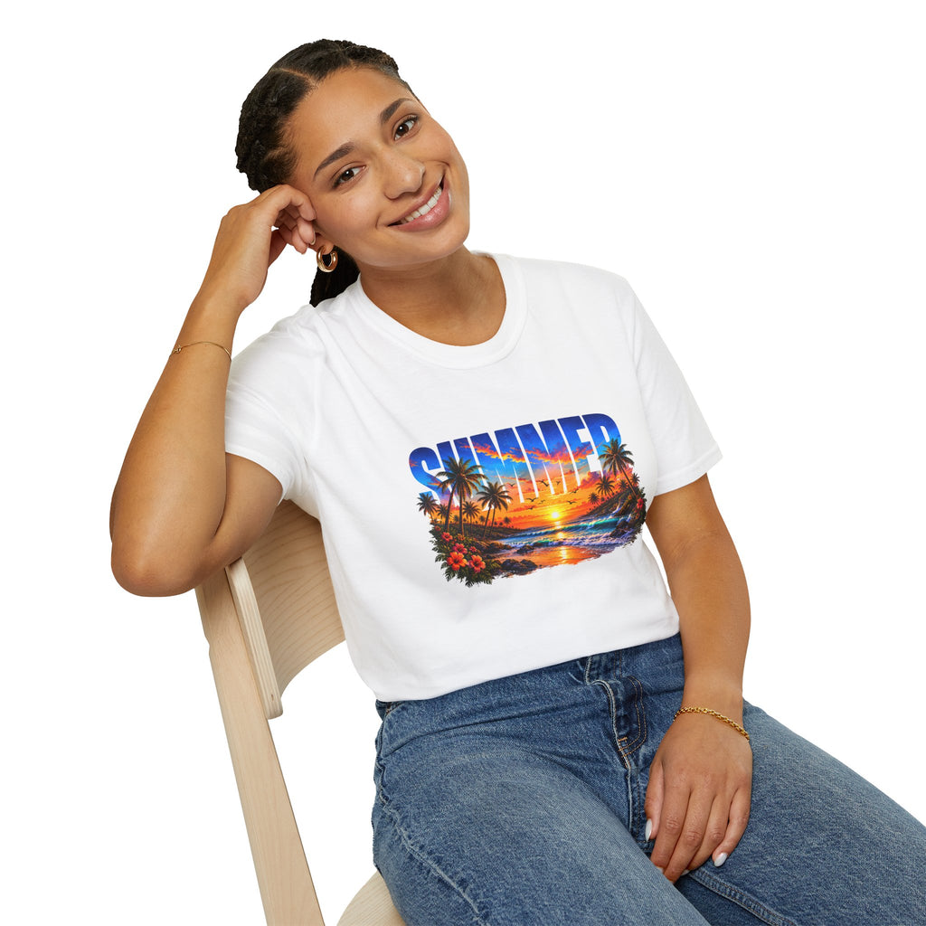Summer Beach T Shirt Sunset Palm Graphic Tee