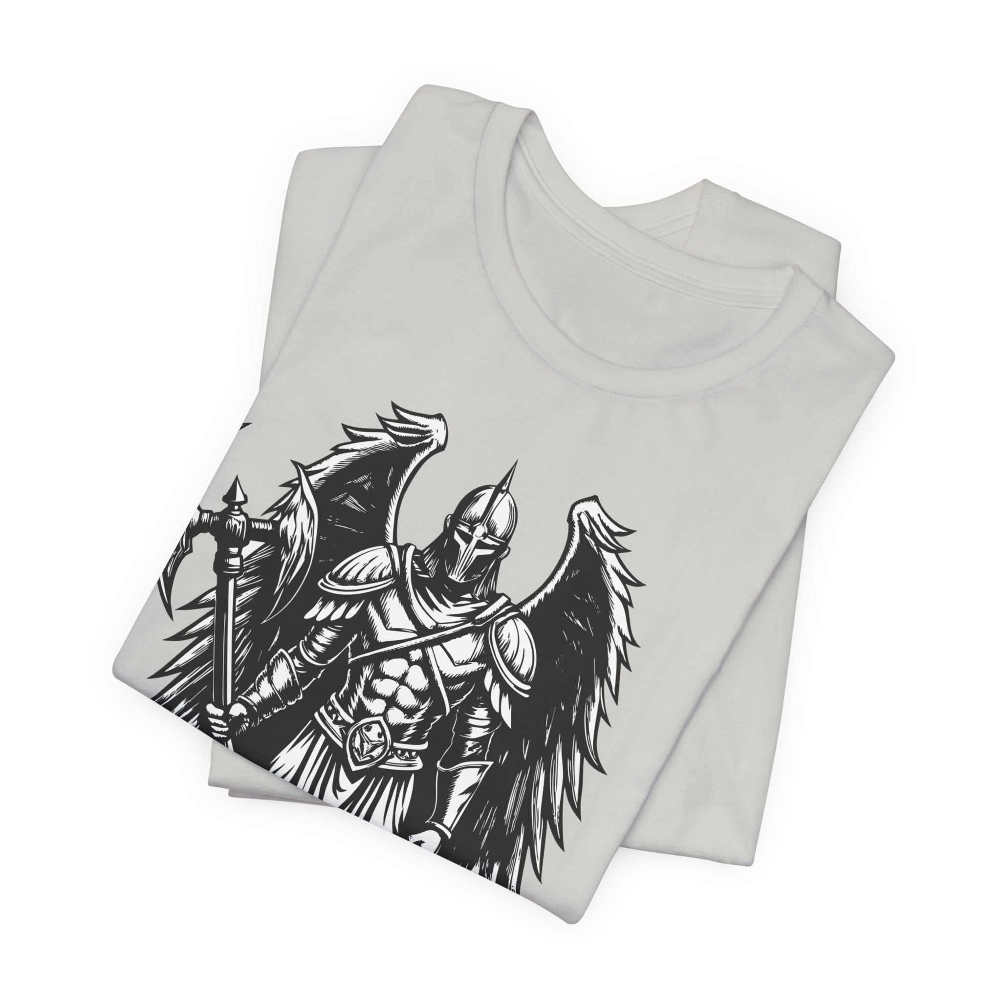 Angel of War Graphic Tee — Winged Knight Armor T-Shirt