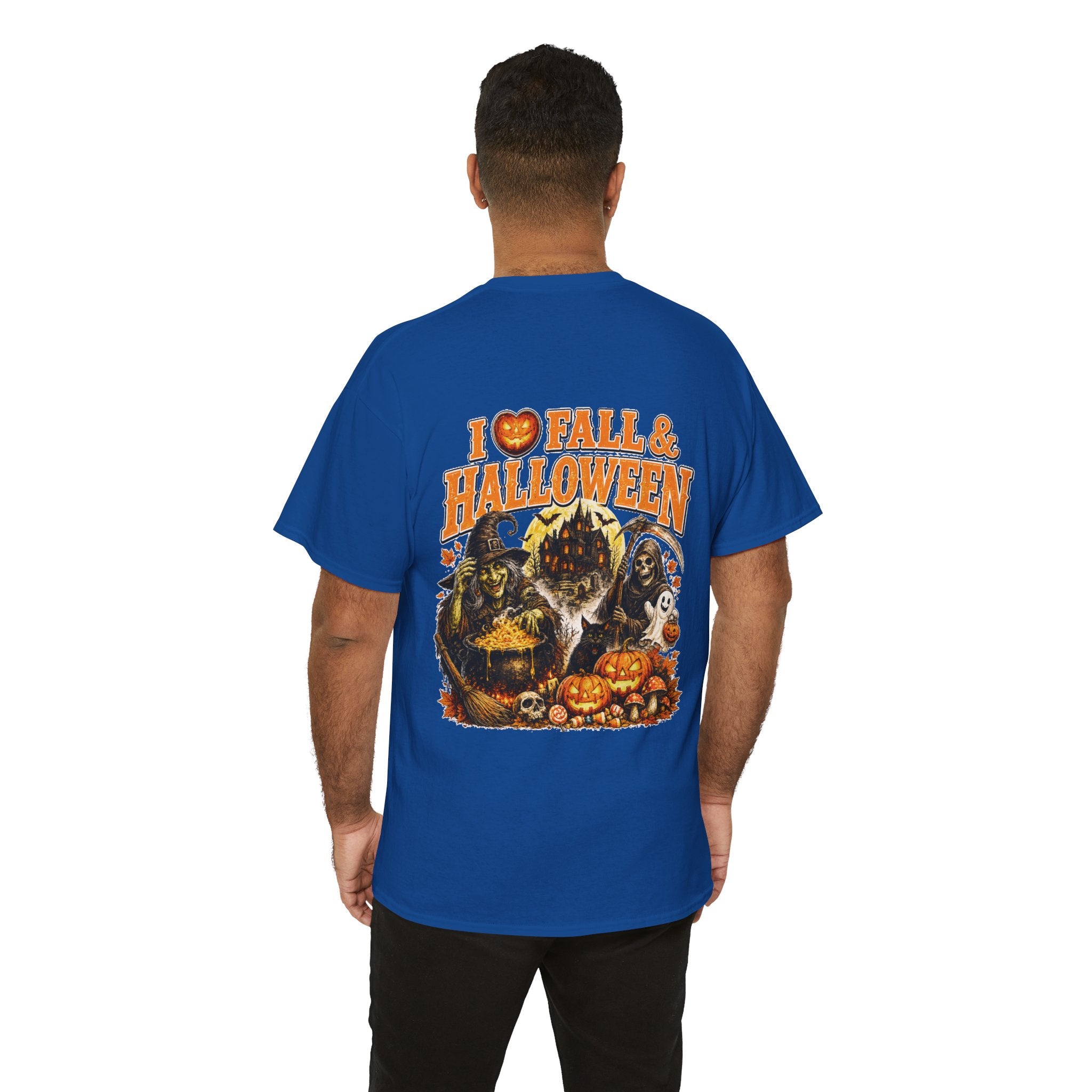 Halloween Fall Graphic Tee — "I  Fall & Halloween" Vintage Pumpkin & Spooky Characters Shirt