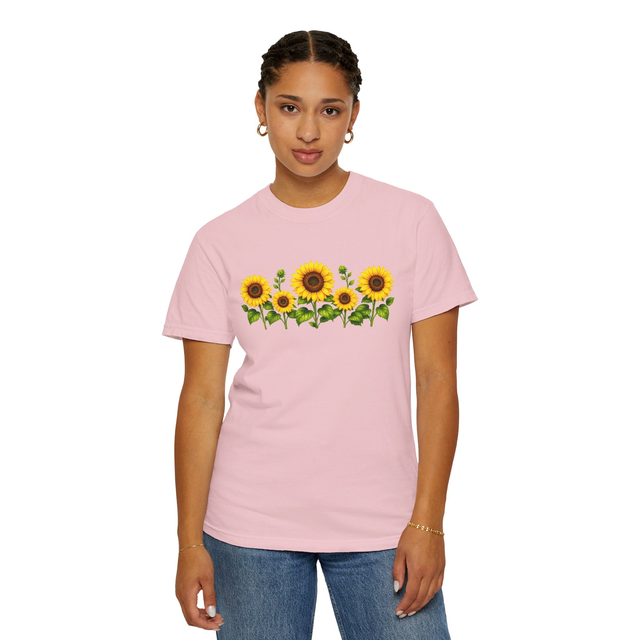 Sunflower Shirt for Women, Sunflower T-Shirt, Floral Graphic Tee, Botanical Shirt, Wildflower Tee, Comfort Colors 1717