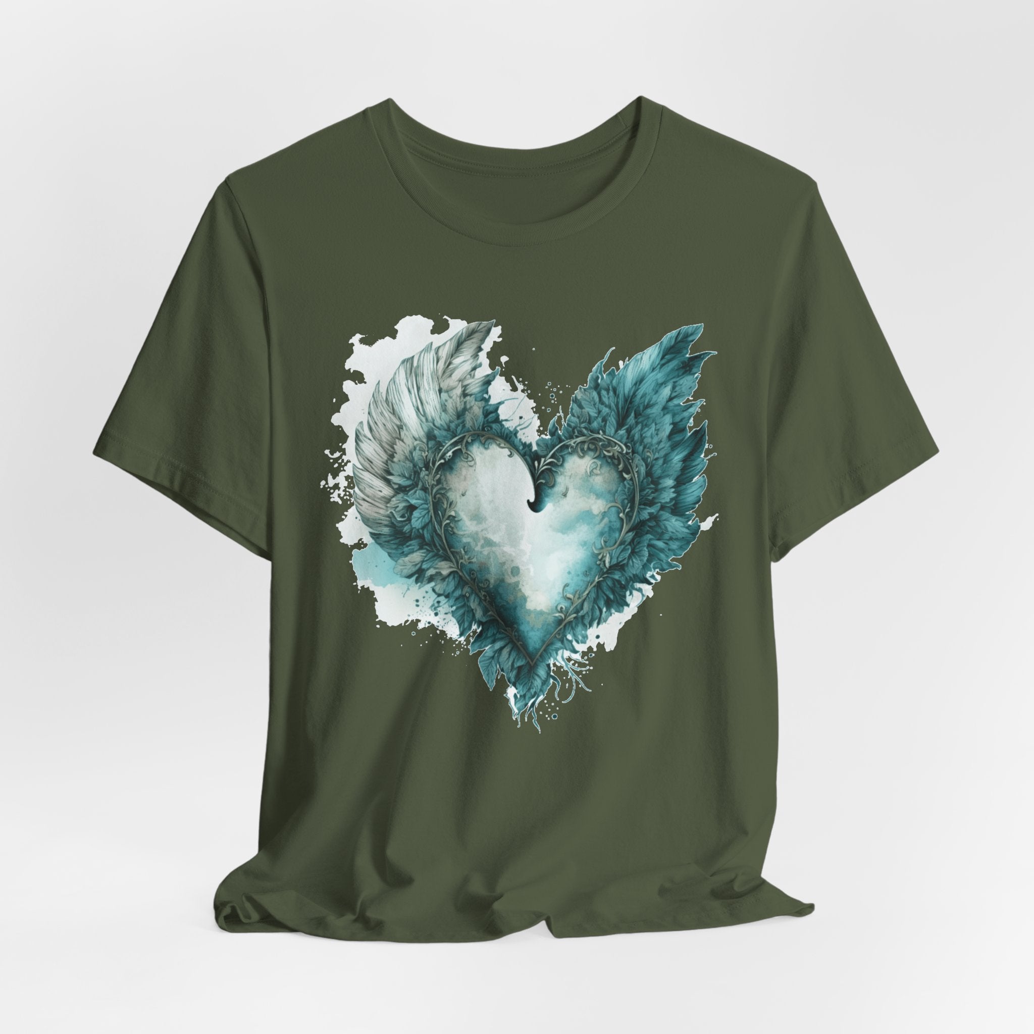 Winged Heart T-Shirt, Watercolor Heart with Wings Shirt, Aesthetic Graphic Tee, Unisex Vintage Style Shirt