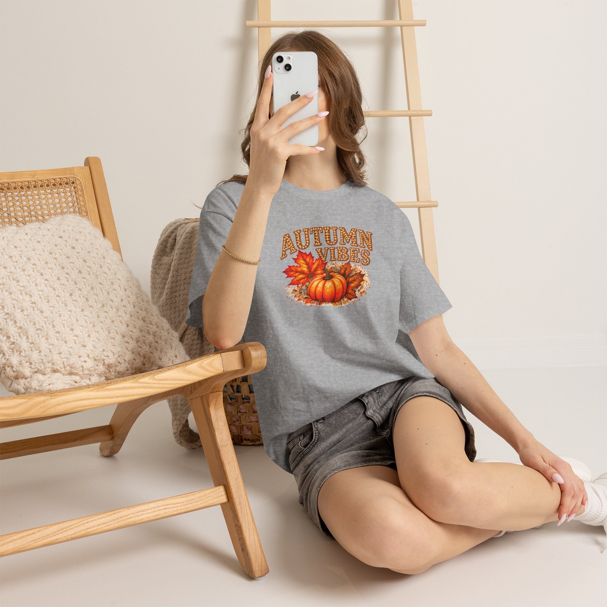 Autumn Vibes Pumpkin T-Shirt, Fall Leaves Graphic Tee, Cozy Fall Shirt, Thanksgiving Season Top