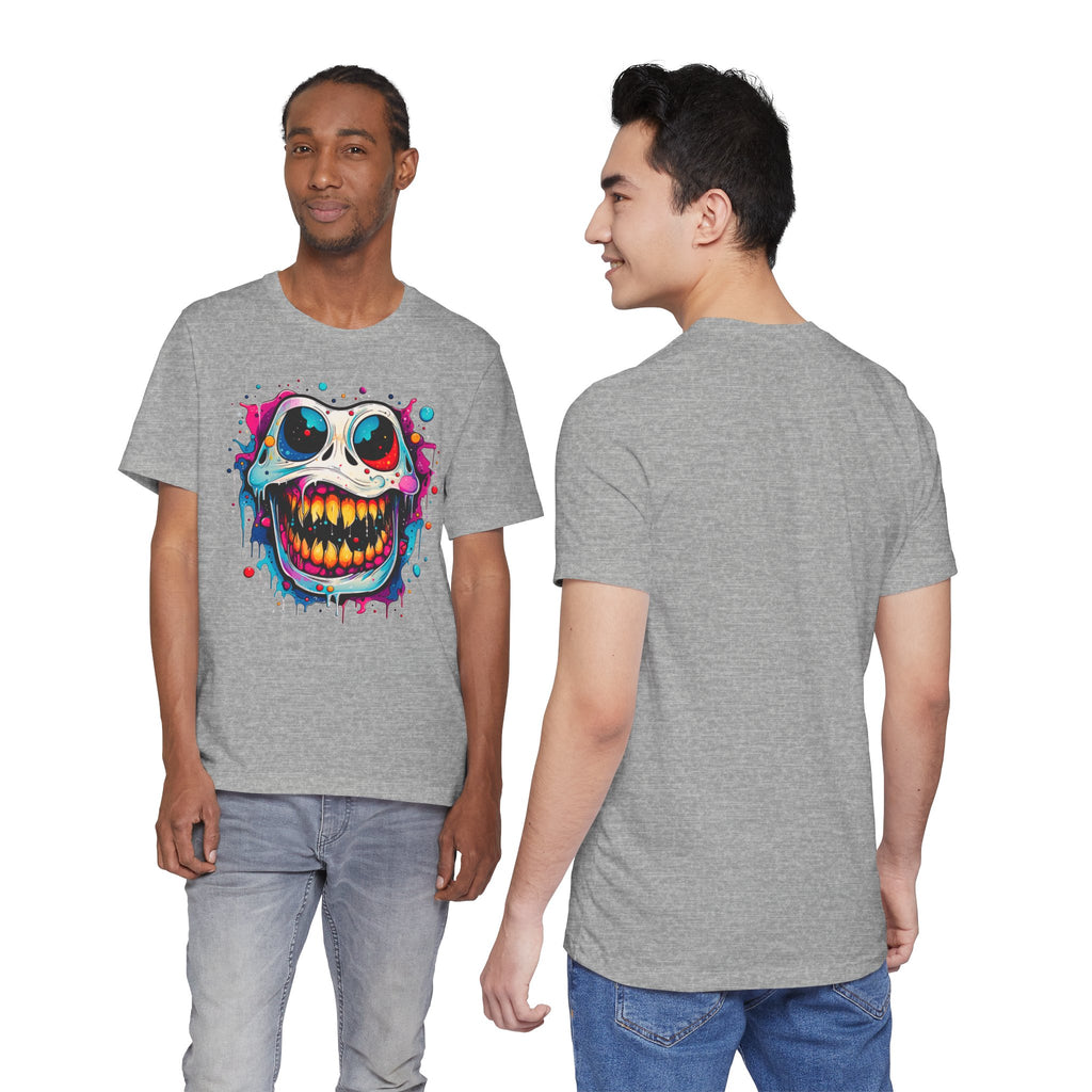 Unisex Skull Smile Tee -Vibrant Neon Drip Horror Graphic T Shirt