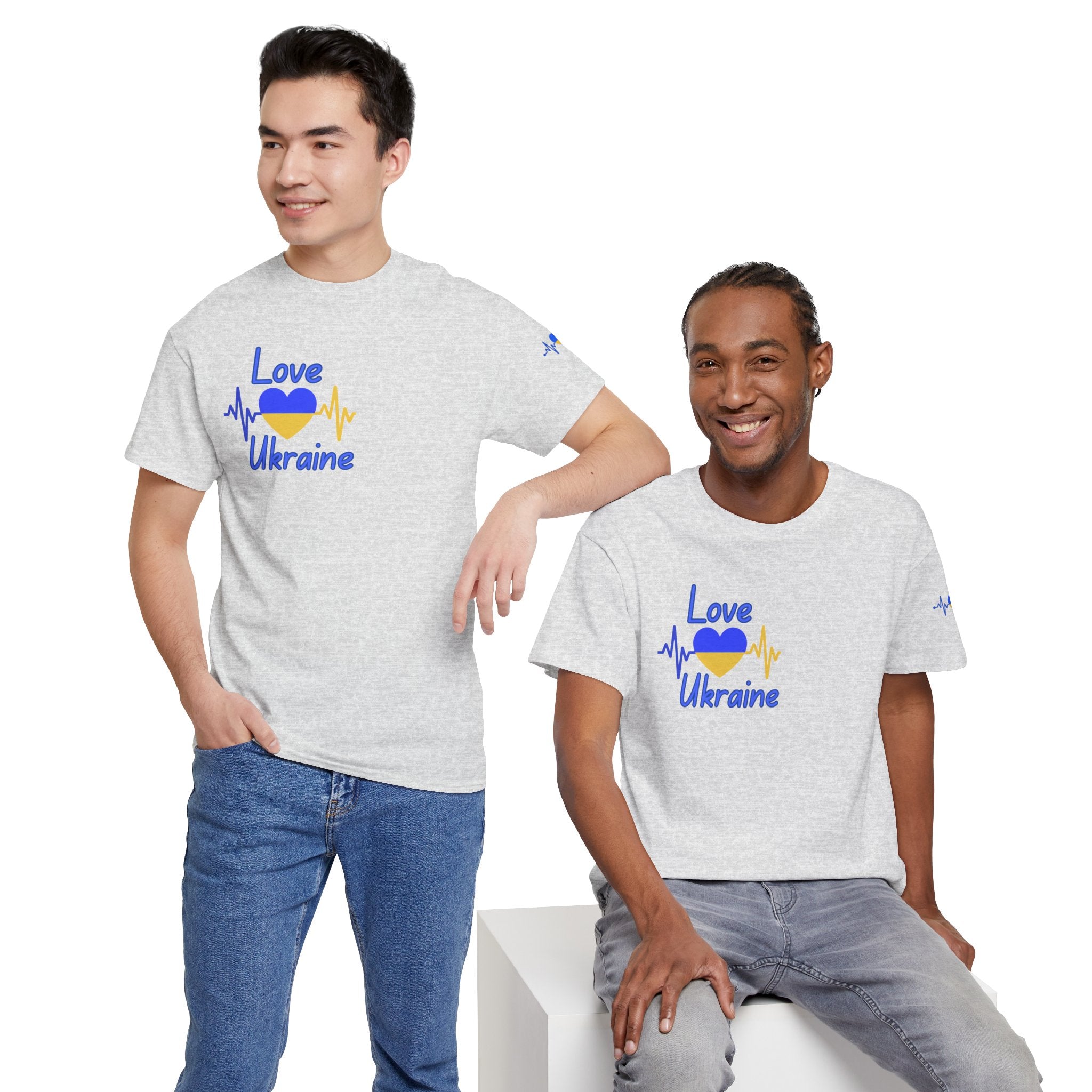 Love Ukraine T-Shirt — Heartbeat Flag Design