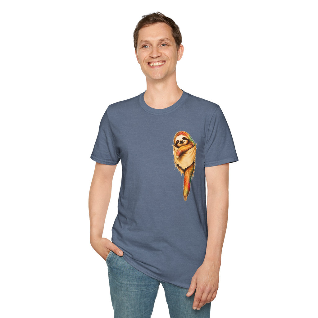 Sloth Pocket Tee — Cute Hugging Sloth Graphic T-Shirt