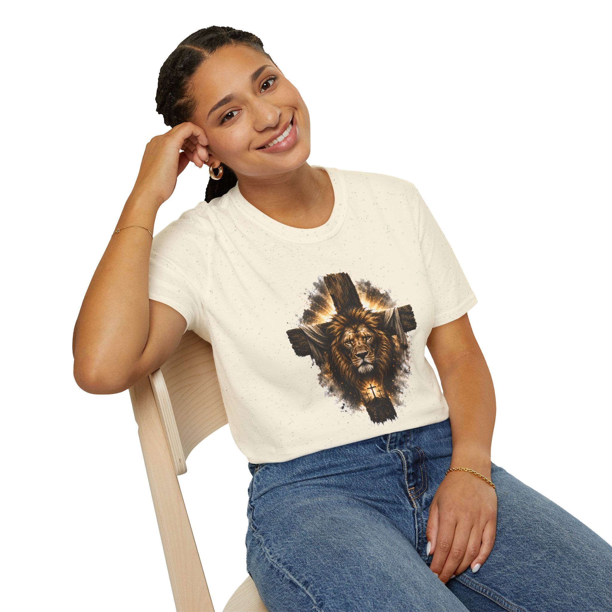 Lion Cross T-Shirt, Christian Faith Shirt, Lion of Judah Graphic Tee, Religious Gift