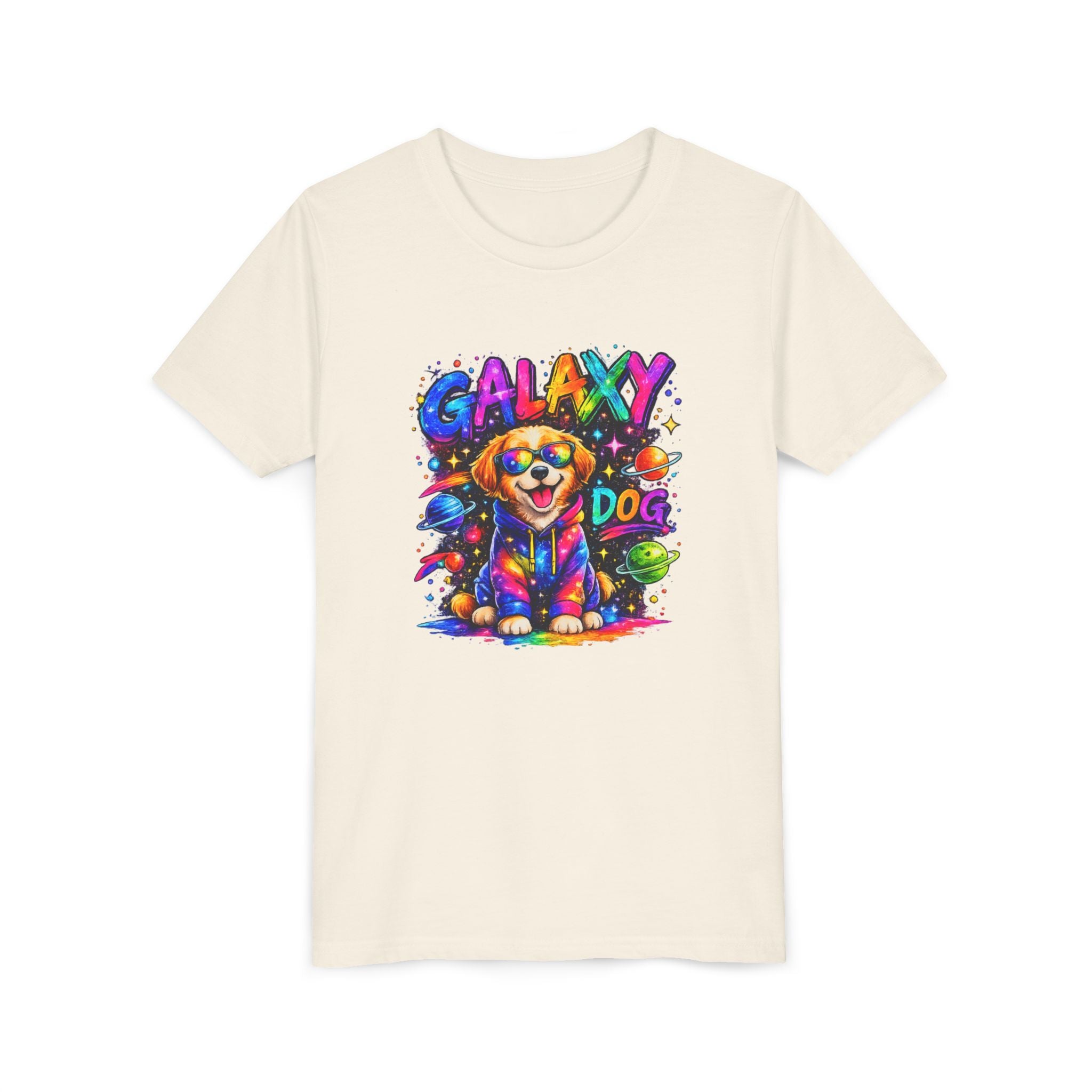Galaxy Dog Youth Shirt, Space Puppy Kids T-Shirt, Colorful Dog Tee for Boys Girls, Rainbow Galaxy Dog Graphic Tee, Cute Gift for Dog Lovers