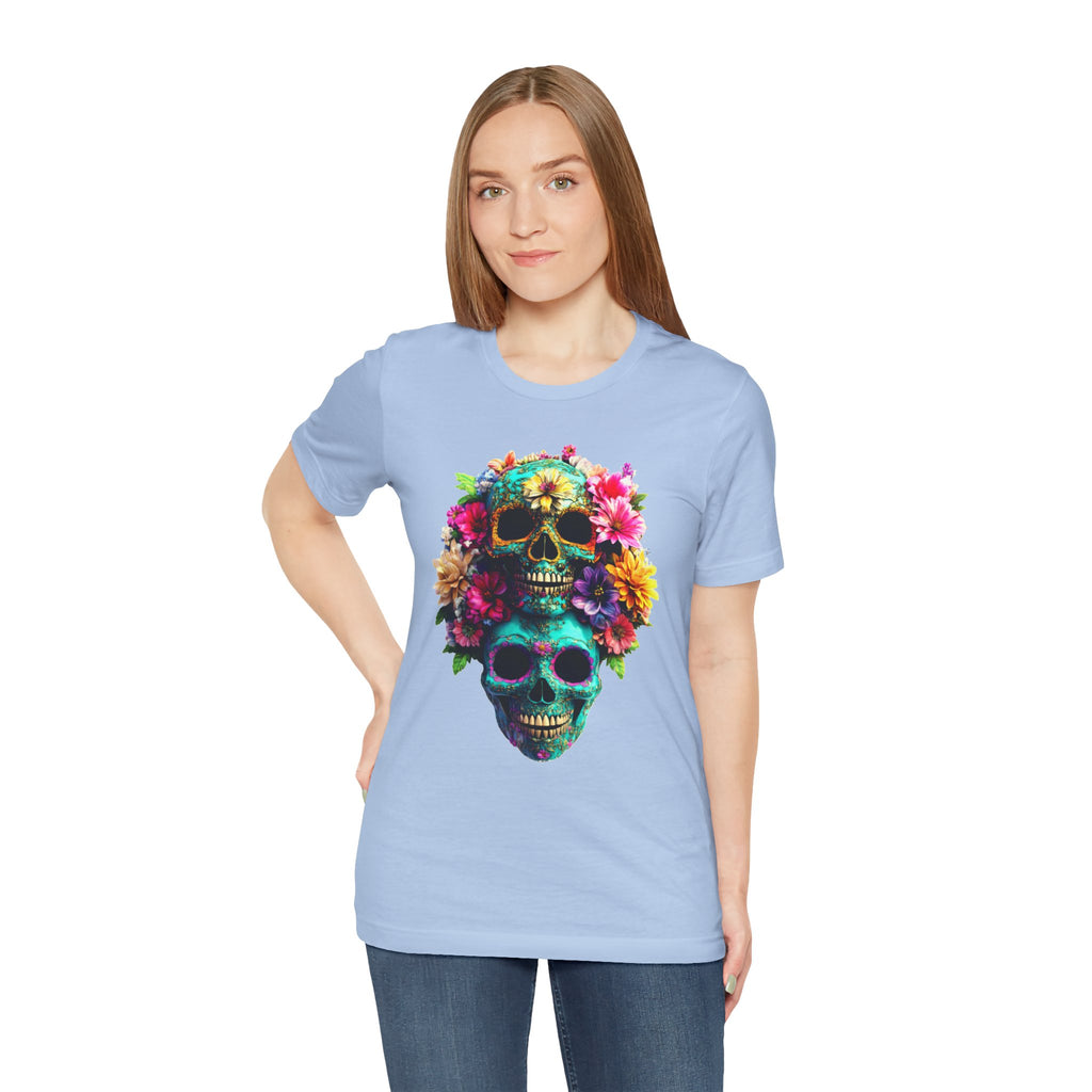 Floral Skull T-Shirt, Day of the Dead Shirt, Sugar Skull Graphic Tee, Colorful Skull Tee, Gothic Floral Shirt
