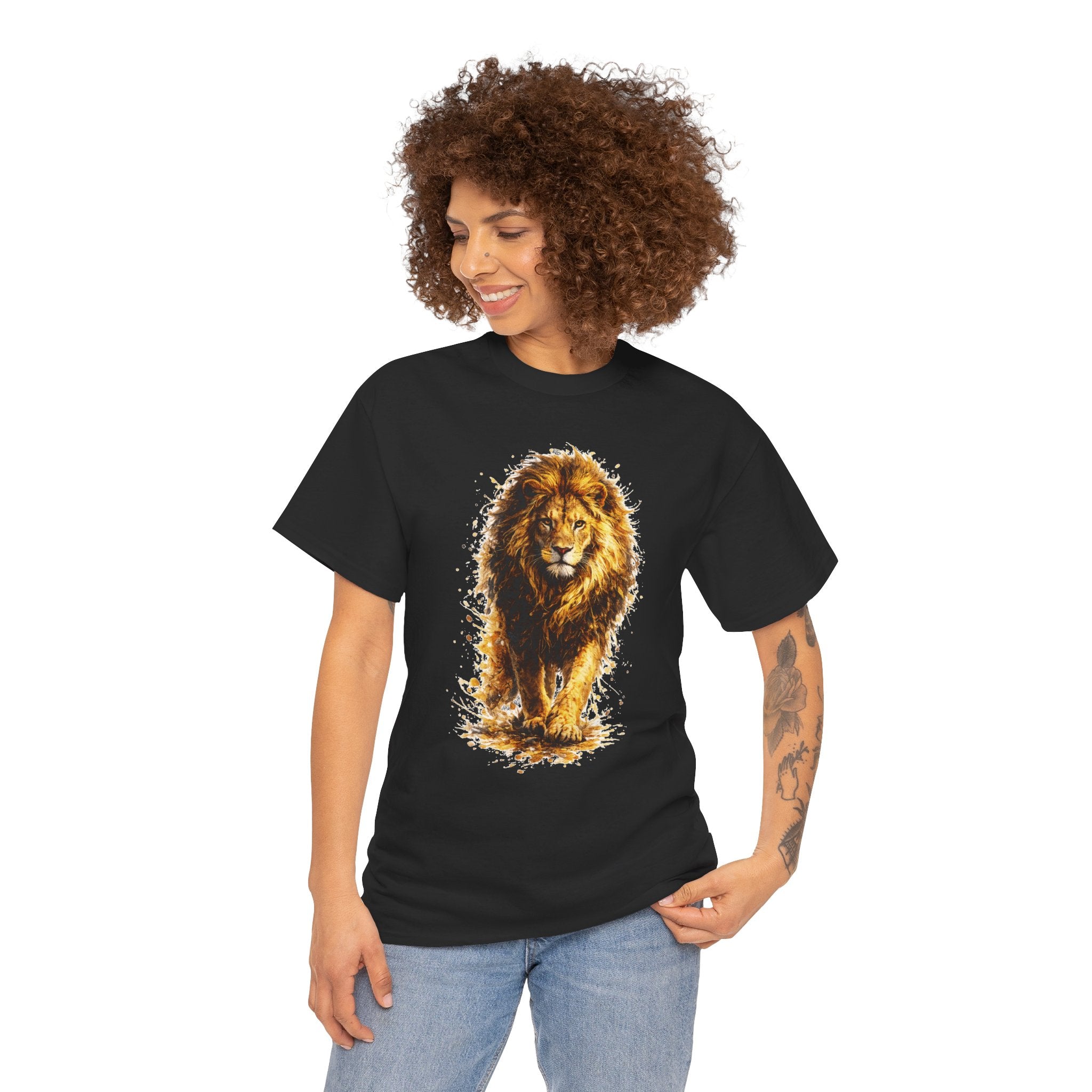 Lion Graphic T-Shirt, Majestic Walking Lion Tee, Watercolor Wildlife Shirt, Unisex Animal Graphic Tee, Lion Lover Gift, Nature Art Shirt