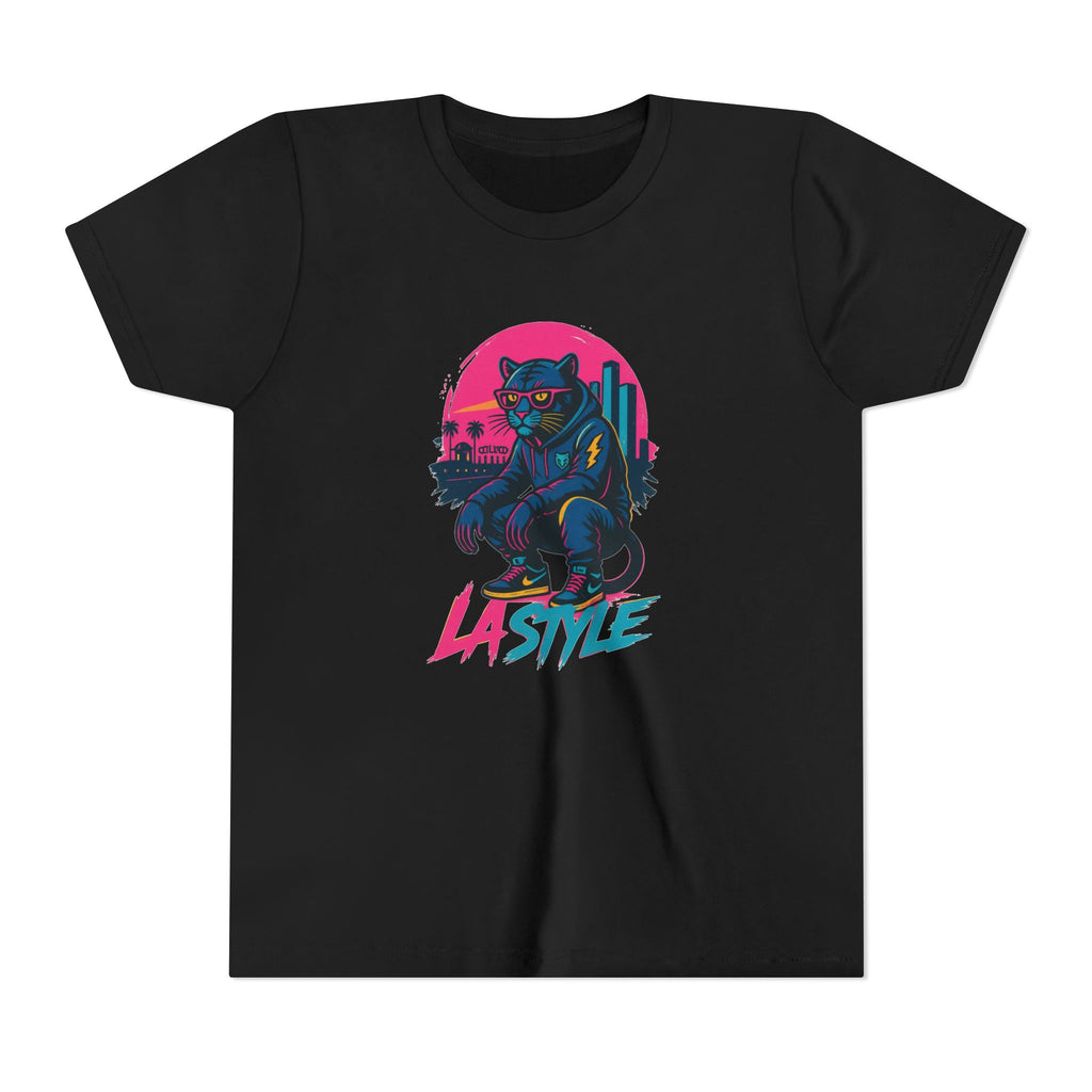 Youth Tee — Retro 'LA Style' Neon Panther Skate Design