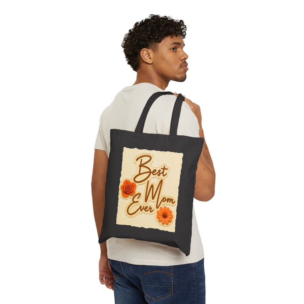 Best Mom Ever Tote Bag, Floral Canvas Bag, Cute Gift for Mom, Retro Style Reusable Bag, Mother’s Day Gift