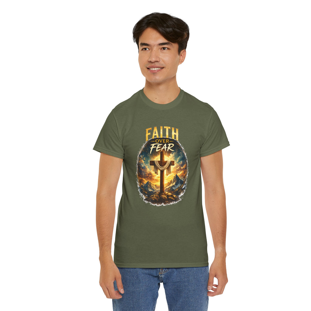 Faith Over Fear Christian T-Shirt | Cross Graphic Tee | Jesus Faith Shirt | Religious Unisex Shirt | Christian Gift for Men & Women