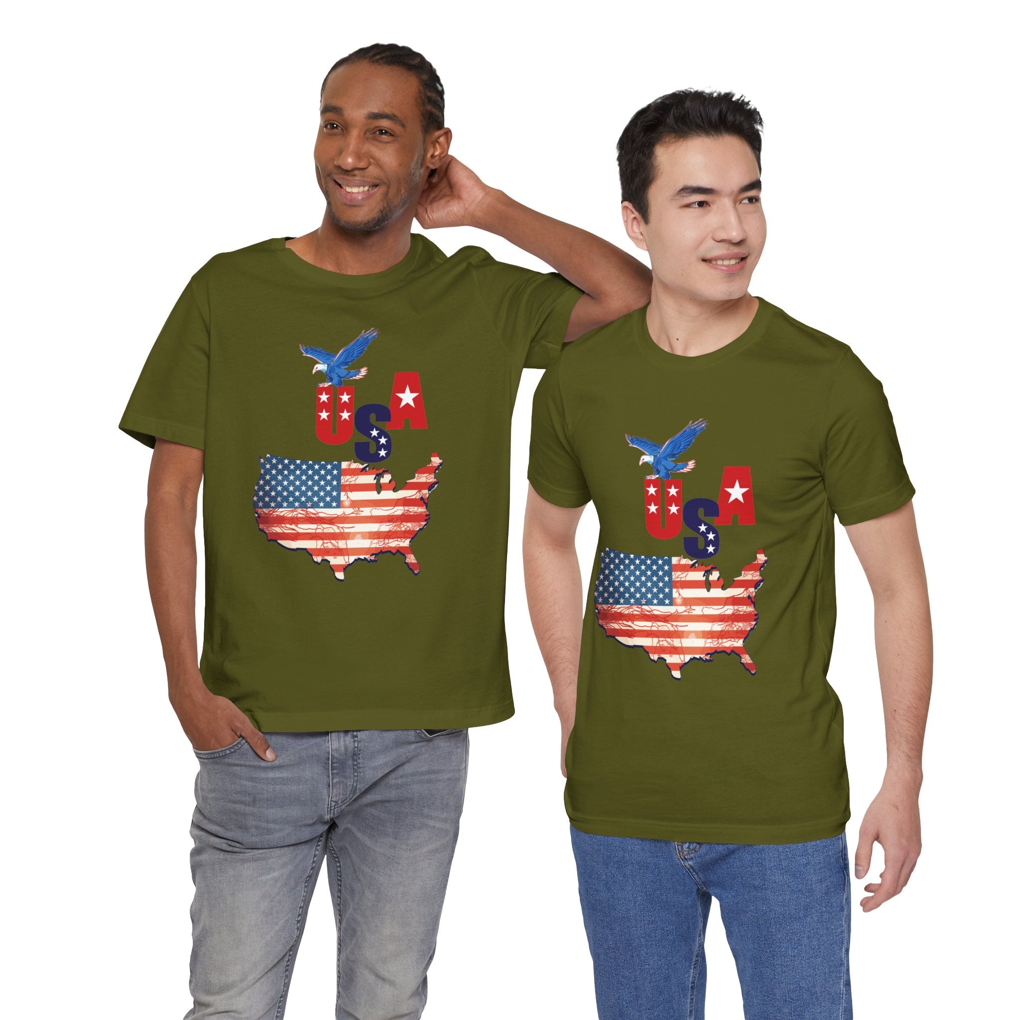 USA Flag Map T-Shirt, Patriotic Eagle Shirt, 4th of July Shirt, American Flag Tee, Independence Day Gift