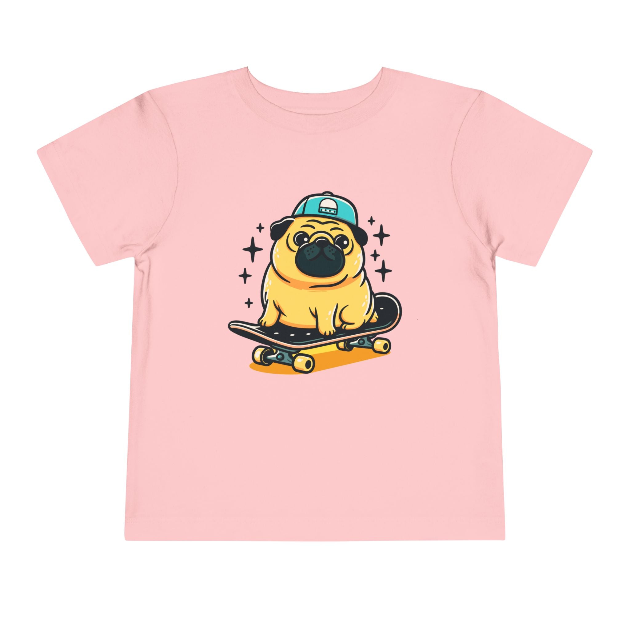 Toddler Tee — Cute Skateboarding Pug Graphic