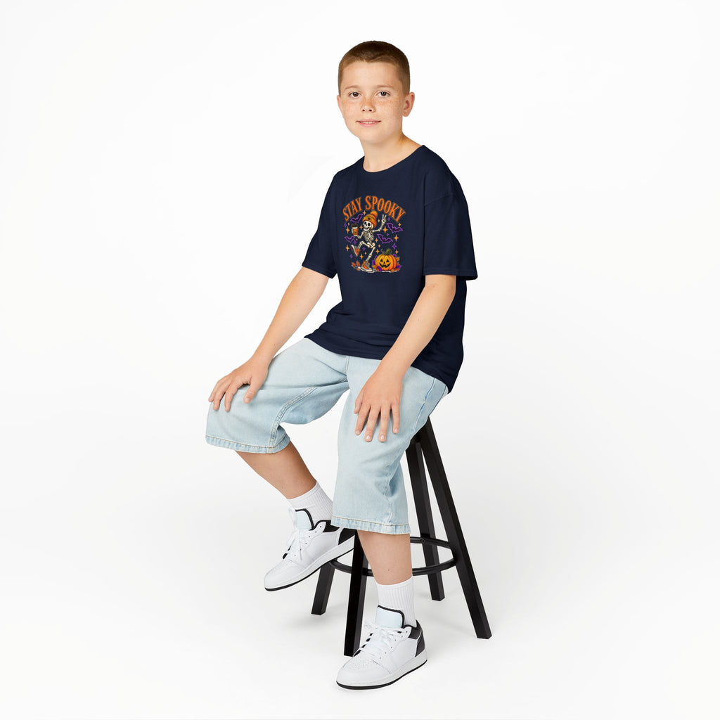 Kids Halloween Shirt, Stay Spooky Skeleton Tee, Pumpkin Graphic T-Shirt, Spooky Season Kids Tee