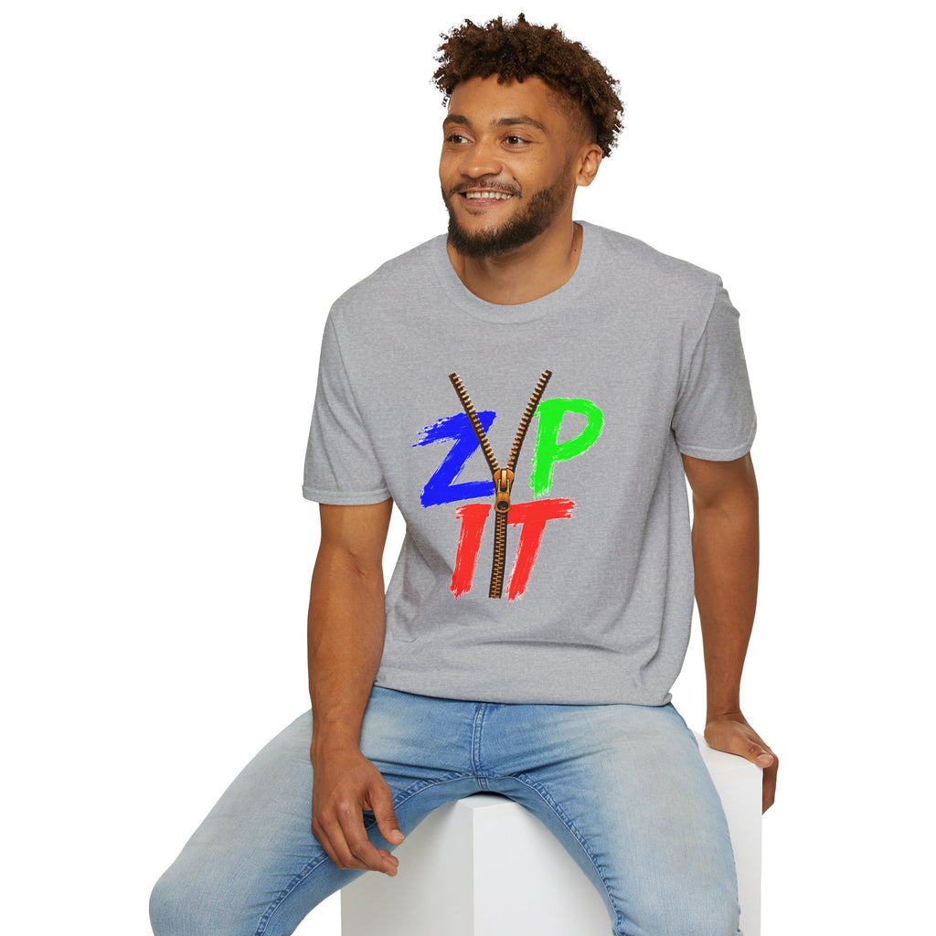 Zip It T-Shirt — Bold Color Zipper Graphic Tee