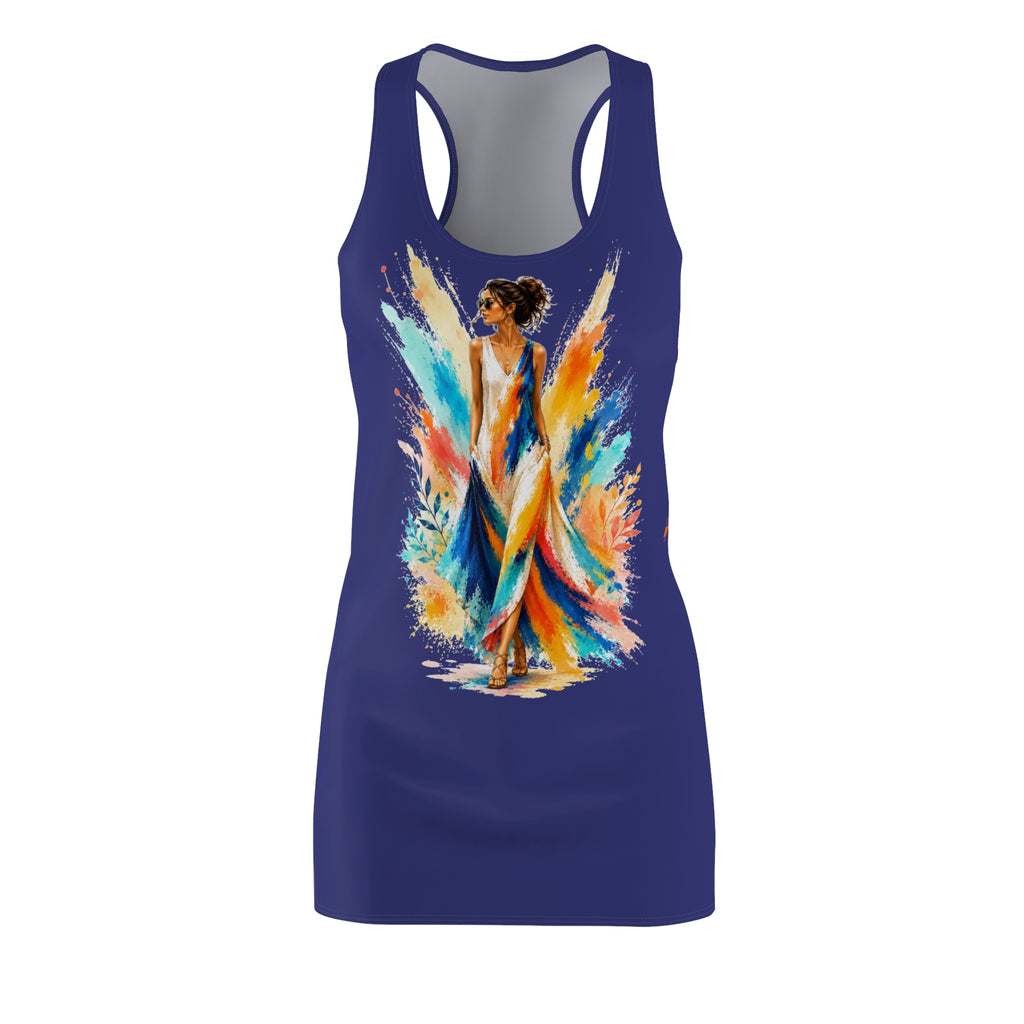 Colorful Watercolor Woman Racerback Dress, Artistic Tank Dress, Vibrant Summer Dress, Abstract Fashion Dress, Sleeveless Casual Dress, Gift for Her