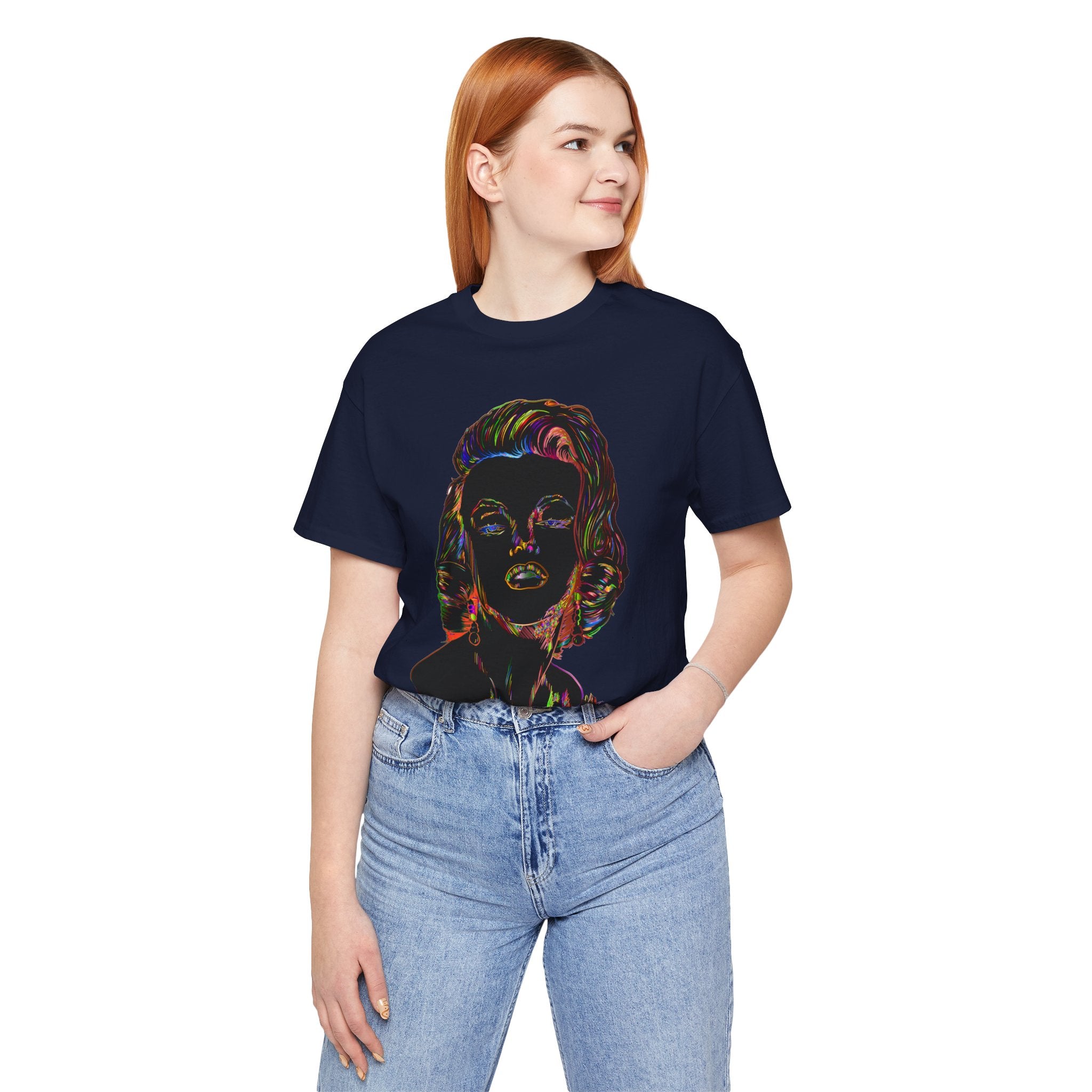 Neon Pop Art Portrait T-Shirt – Retro Rainbow Graphic Tee