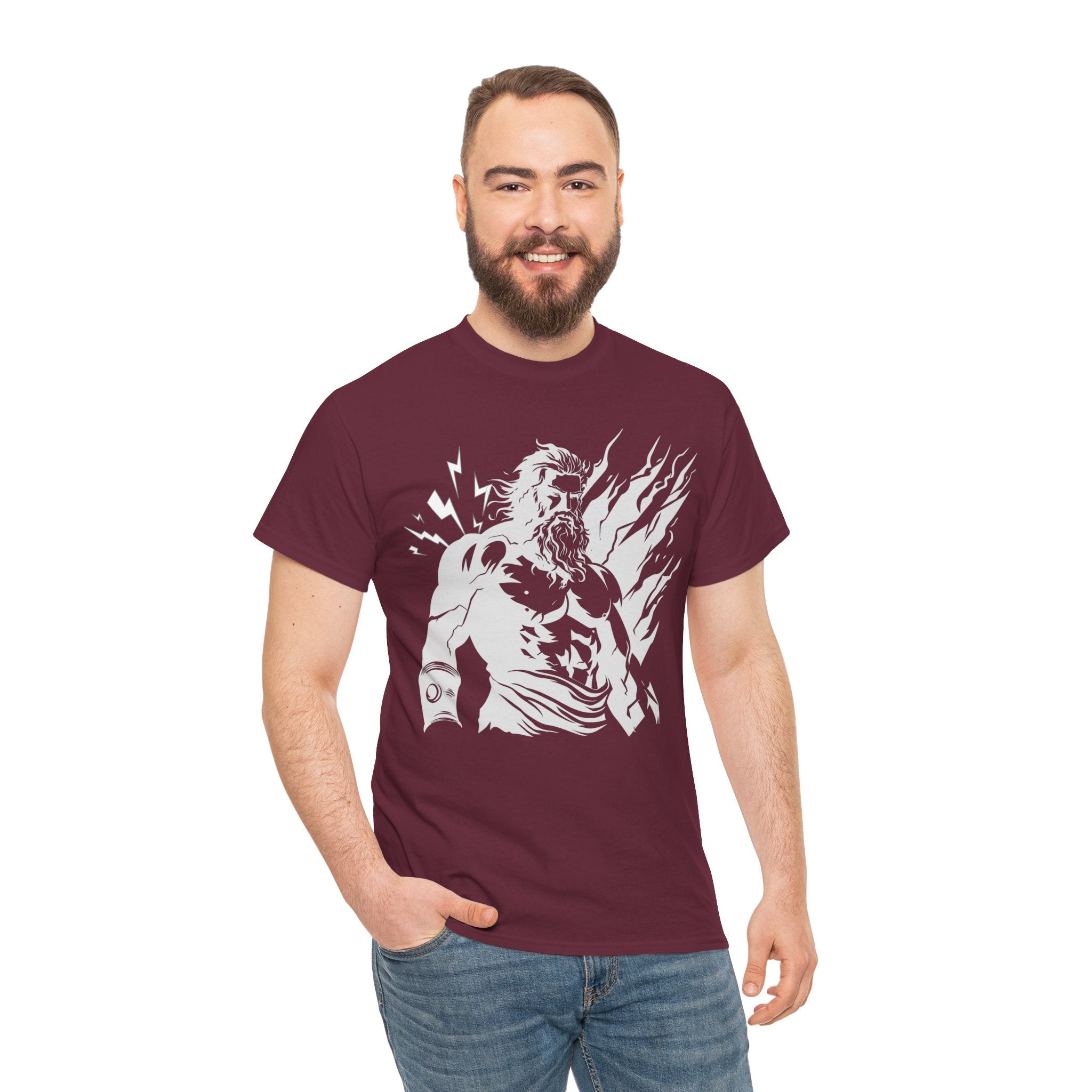 Mythic Thunder God Tee — Vintage Lightning Warrior Graphic T-Shirt