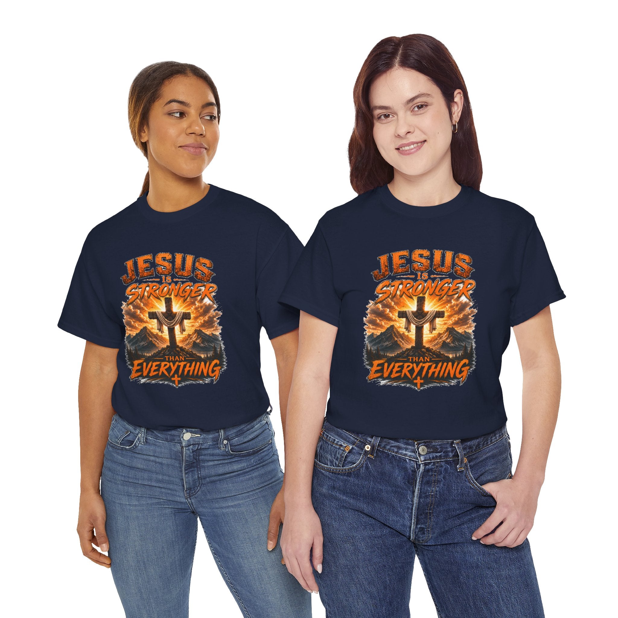 Jesus Is Stronger Than Everything Christian T-Shirt | Faith Cross Graphic Tee | Religious Unisex Shirt | Christian Gift