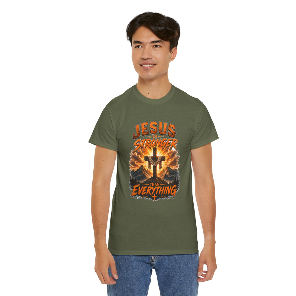 Jesus Is Stronger Than Everything Christian T-Shirt | Faith Cross Graphic Tee | Religious Unisex Shirt | Christian Gift
