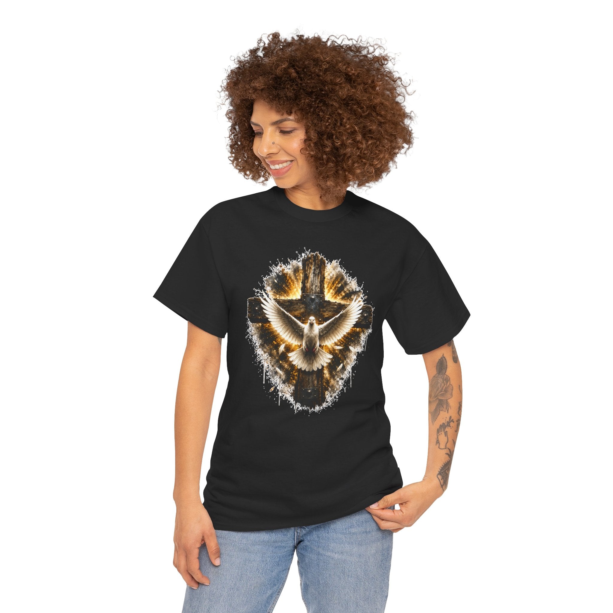 Christian Dove Cross T-Shirt | Holy Spirit Shirt | Faith Graphic Tee | Religious Gift | Bible Believer Shirt | Unisex Christian Tee