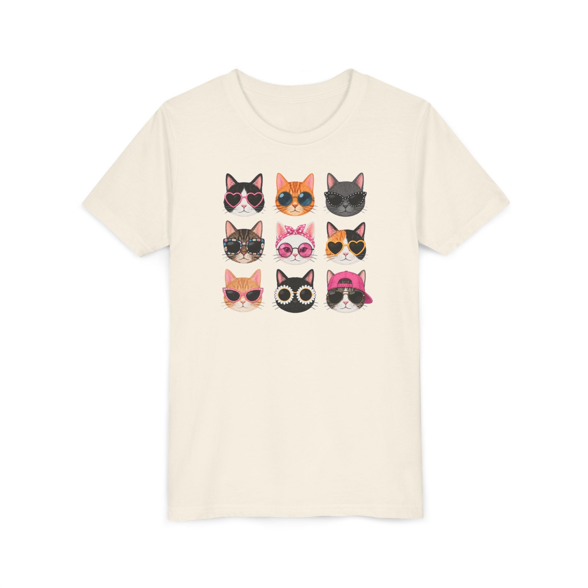 Kids Cat T-Shirt, Cute Cat Faces Shirt, Funny Kitty Tee for Girls & Boys, Cat Lover Gift for Kids, Colorful Cat Graphic Tee