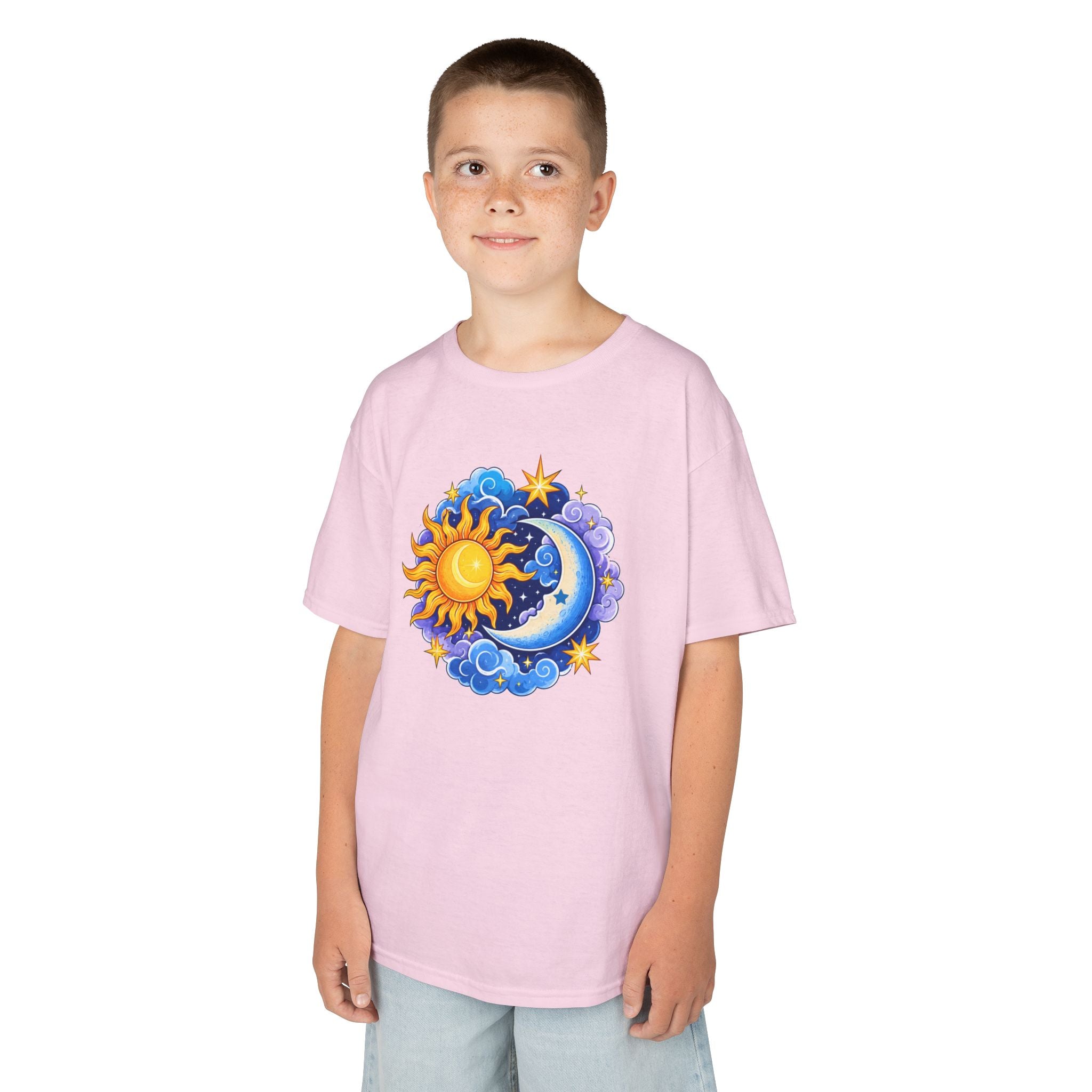 Kids Sun & Moon Graphic Tee — Colorful Celestial Design