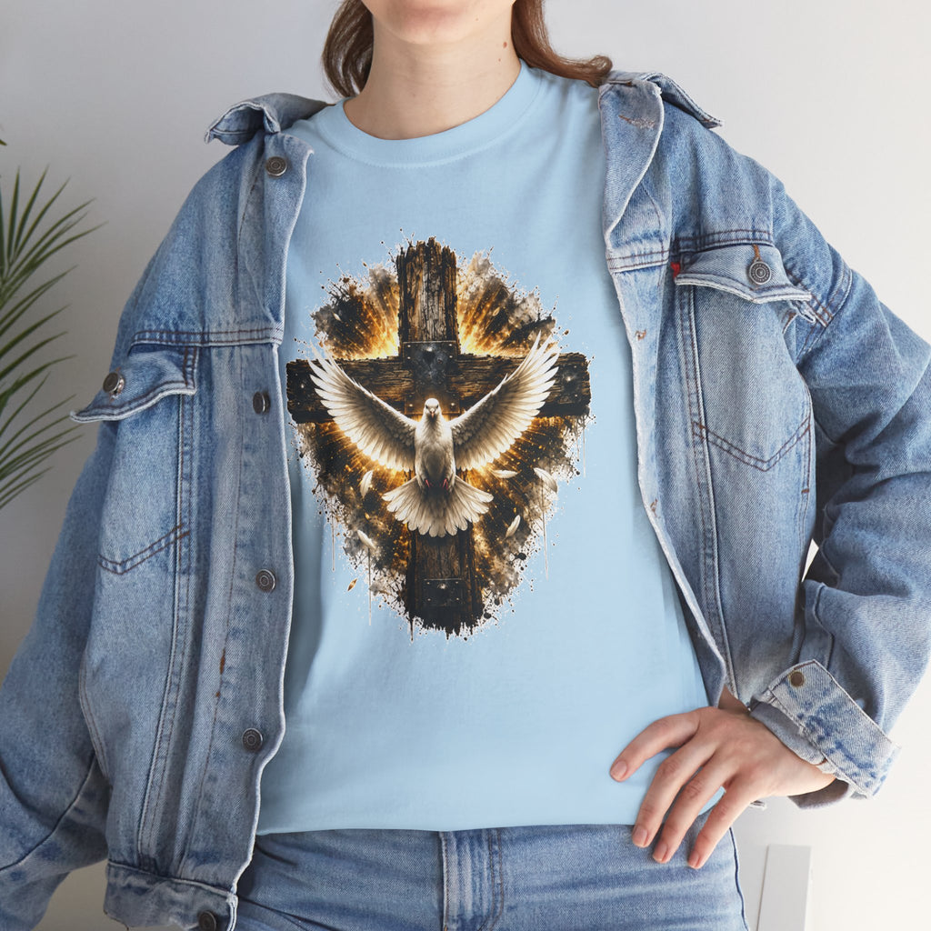 Christian Dove Cross T-Shirt | Holy Spirit Shirt | Faith Graphic Tee | Religious Gift | Bible Believer Shirt | Unisex Christian Tee