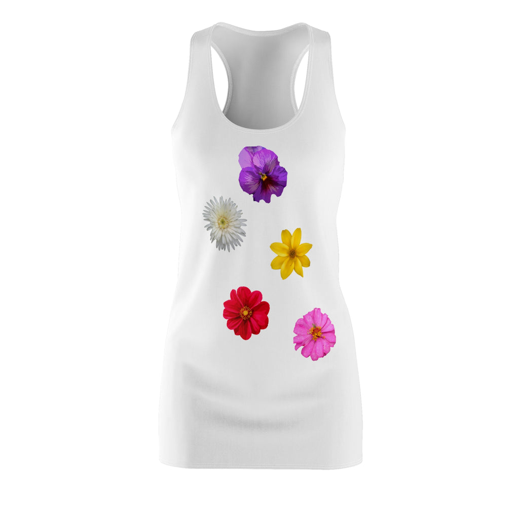 Floral Dot Racerback Dress  Colorful Flower Print Sundress