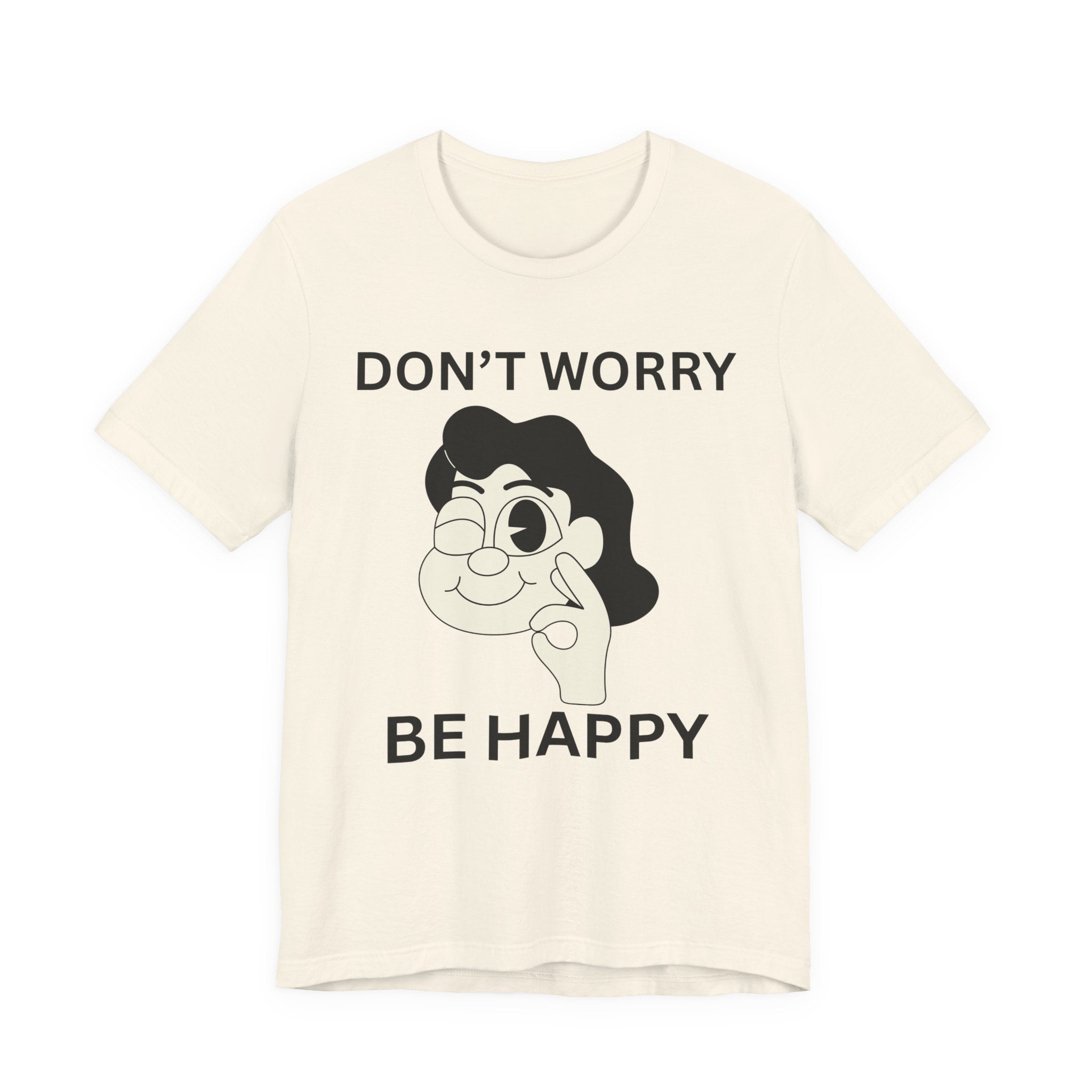 Don’t Worry Be Happy Shirt, Cute Cartoon Graphic Tee, Positive Quote T-Shirt, Unisex Bella Canvas 3001