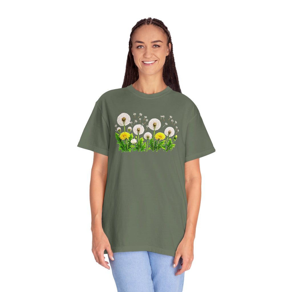 Dandelion Flower Shirt, Wildflower T-Shirt for Women, Botanical Graphic Tee, Spring Garden Shirt, Comfort Colors 1717