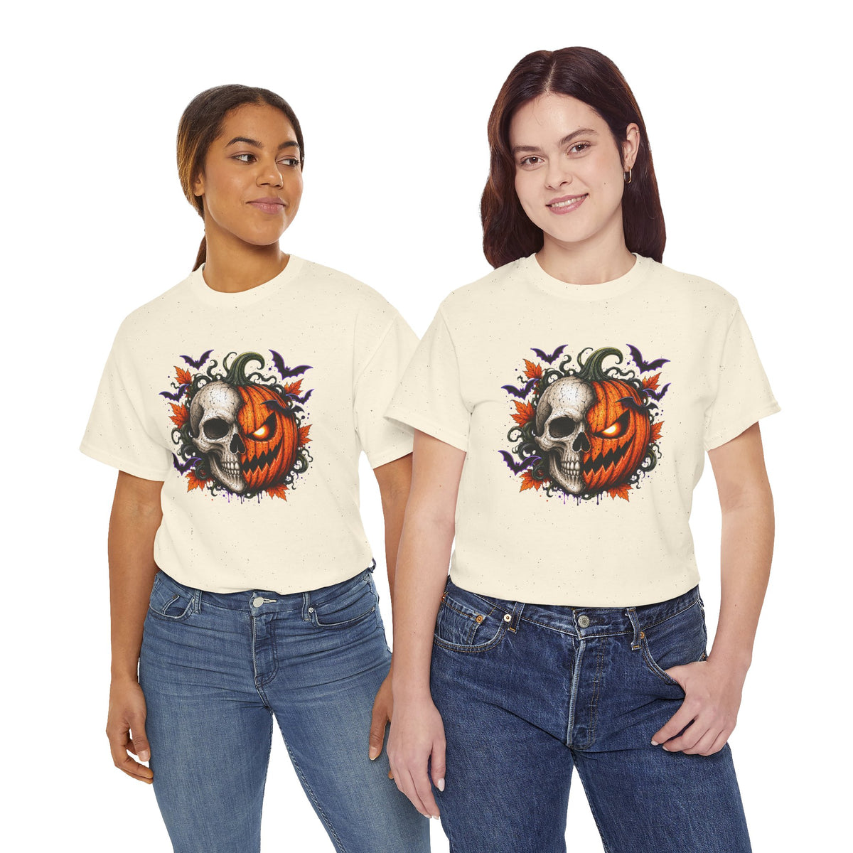Halloween Skull Pumpkin T-Shirt, Spooky Jack O Lantern Graphic Tee, Unisex Halloween Shirt, Gothic Fall Tee