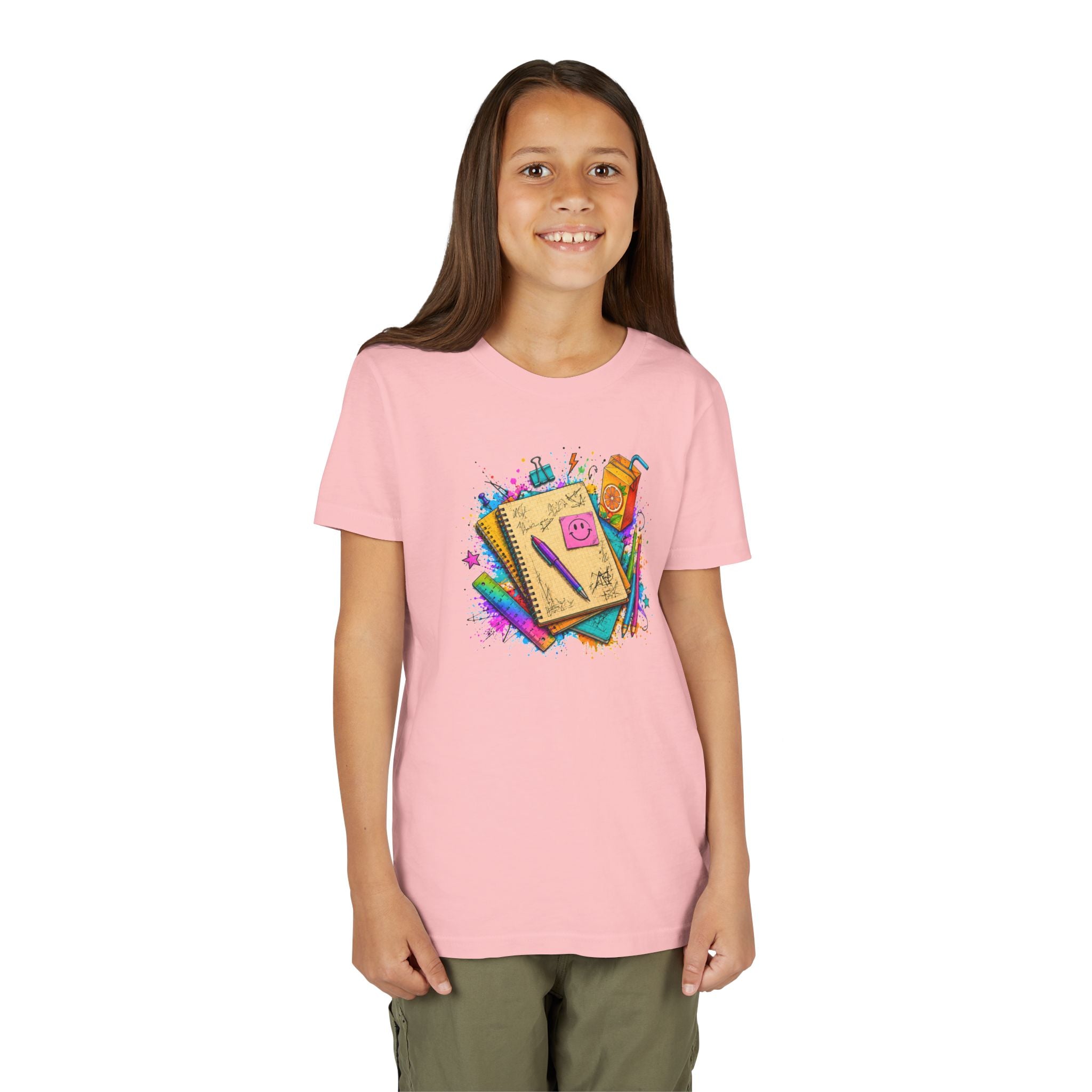 Kids Back to School T‑Shirt — Colorful Notebooks & Pencil Design
