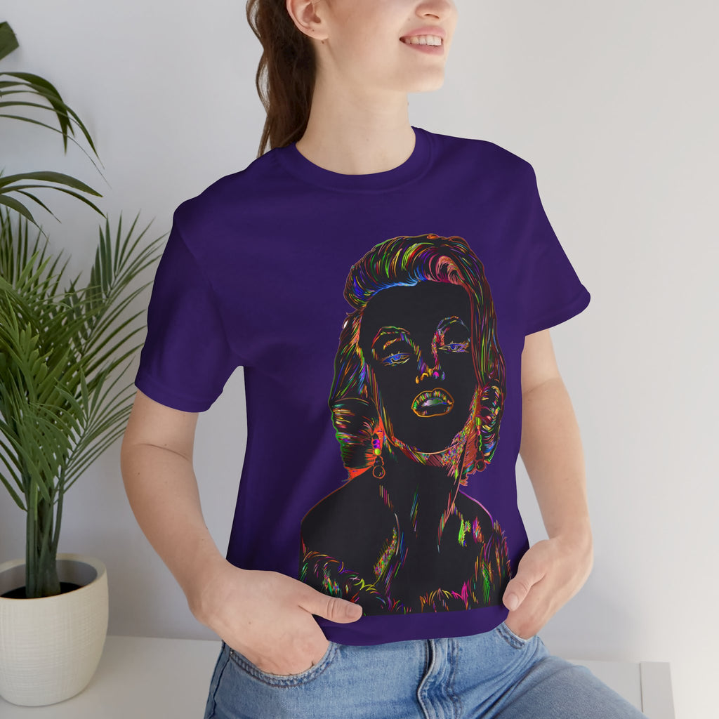 Neon Pop Art Portrait T-Shirt – Retro Rainbow Graphic Tee