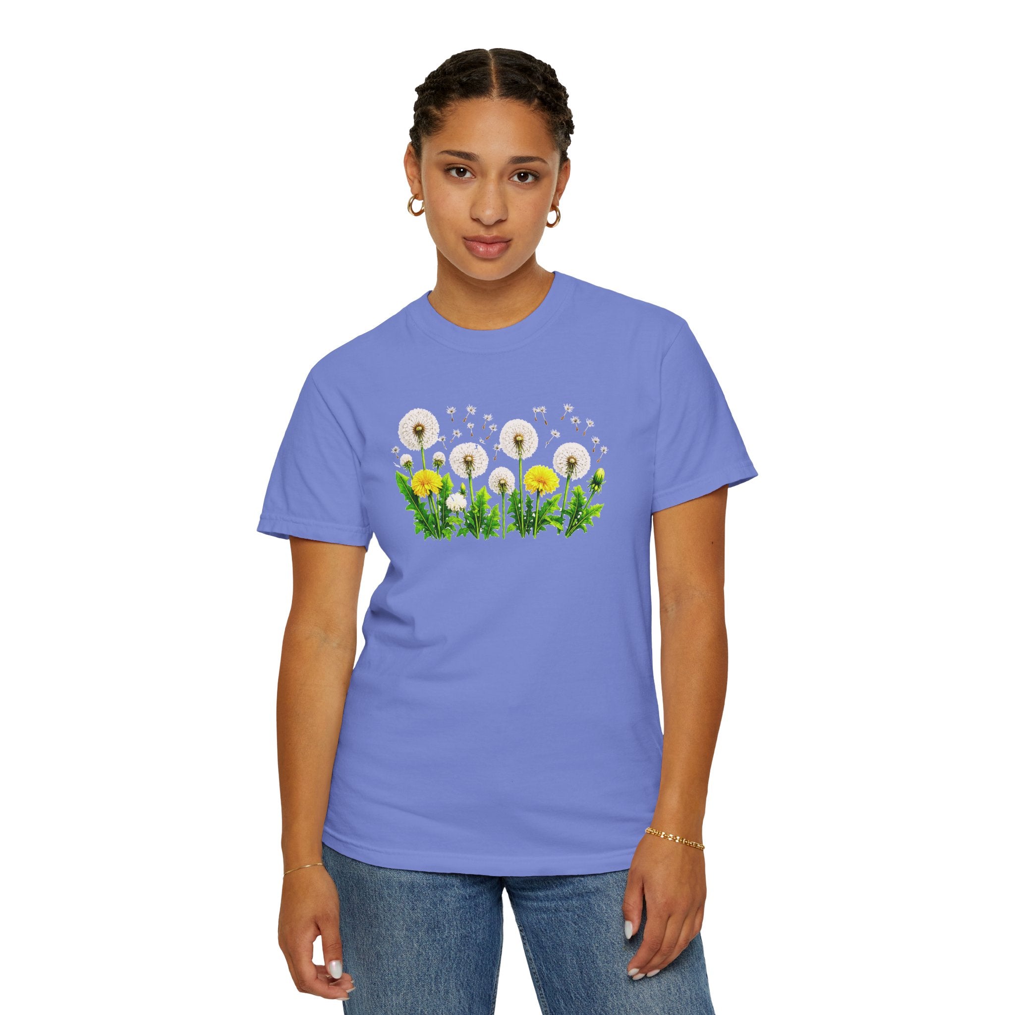 Dandelion Flower Shirt, Wildflower T-Shirt for Women, Botanical Graphic Tee, Spring Garden Shirt, Comfort Colors 1717