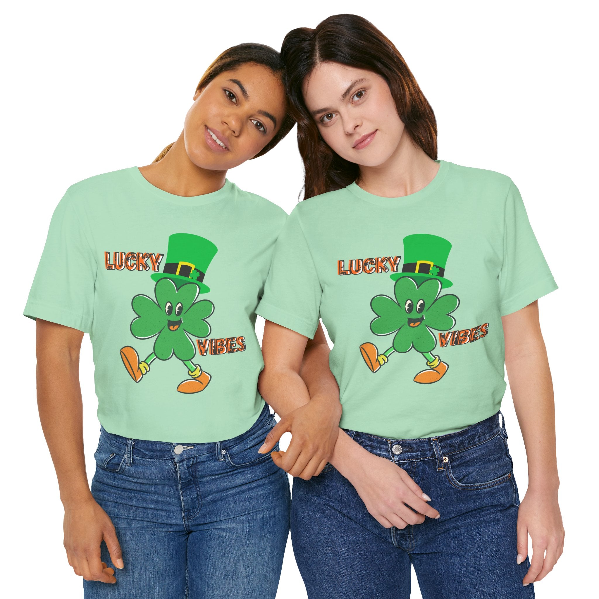 Lucky Vibes Saint Patrick's Day T-Shirt — Walking Shamrock Graphic Tee